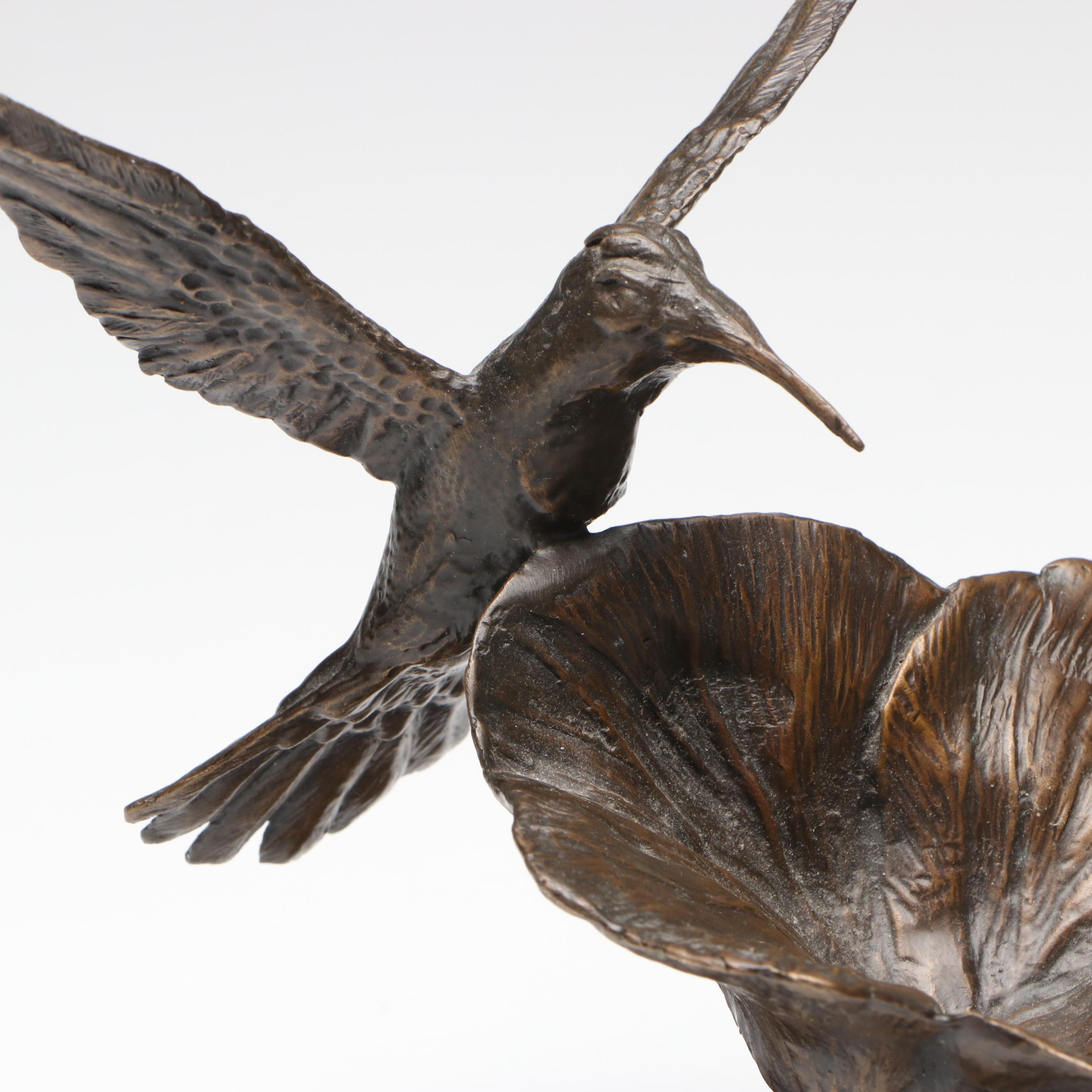 Bronze Hummingbird and Hibiscus Limited Edition Sculpture
