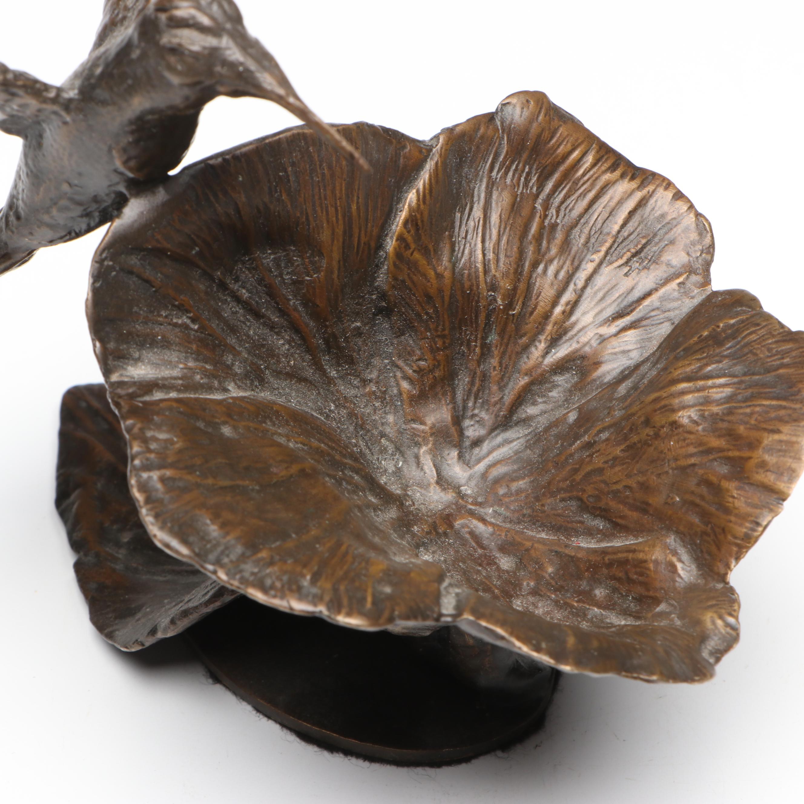 Bronze Hummingbird and Hibiscus Limited Edition Sculpture