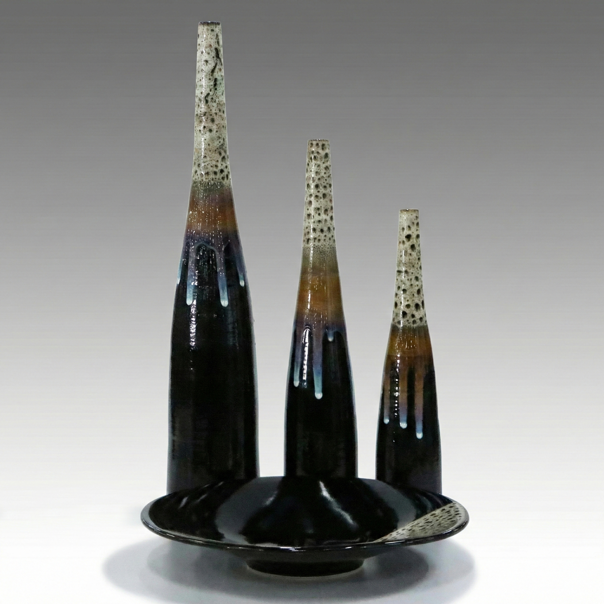 Art Pottery Drip Glaze Vases with Centerpiece