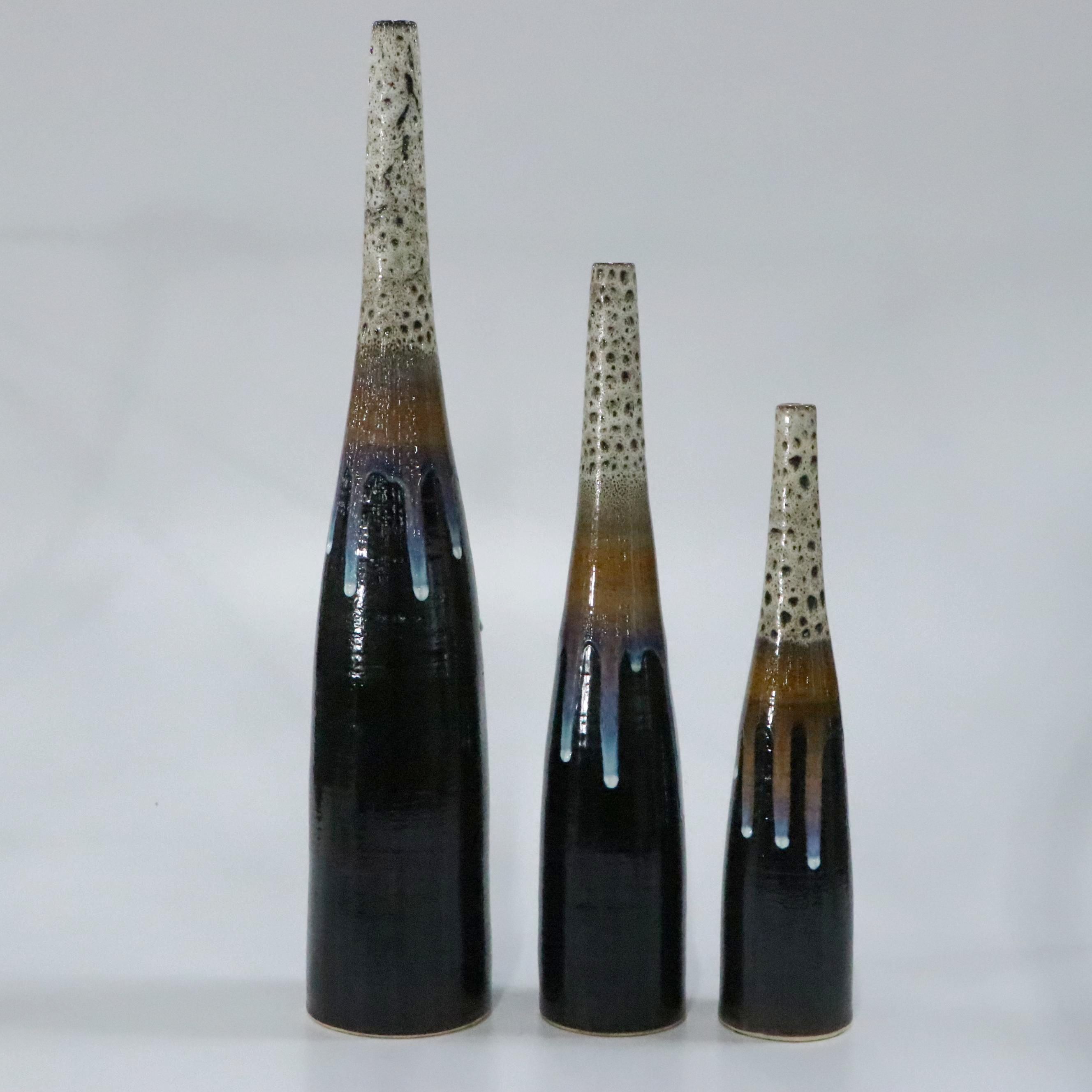 Art Pottery Drip Glaze Vases with Centerpiece