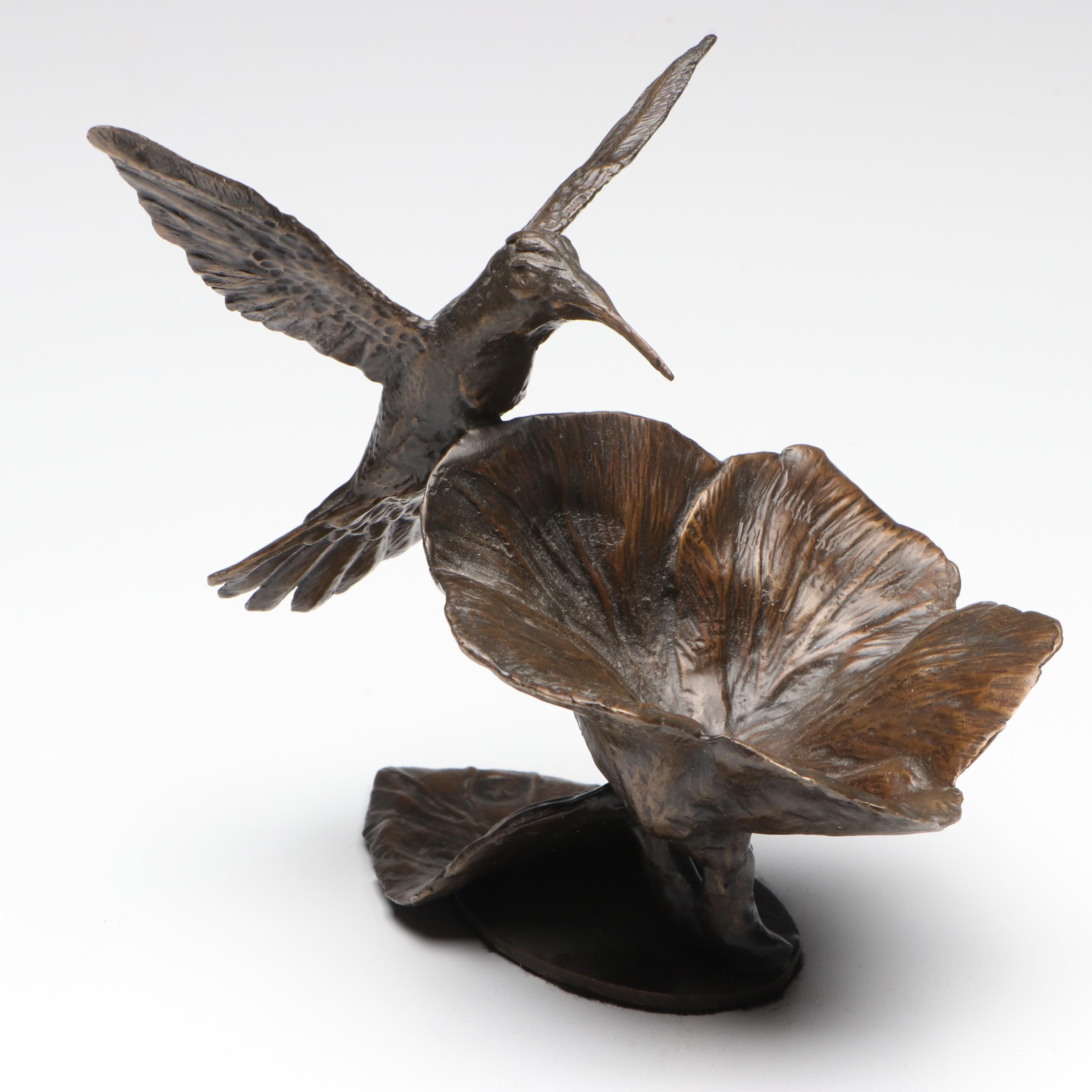 Bronze Hummingbird and Hibiscus Limited Edition Sculpture