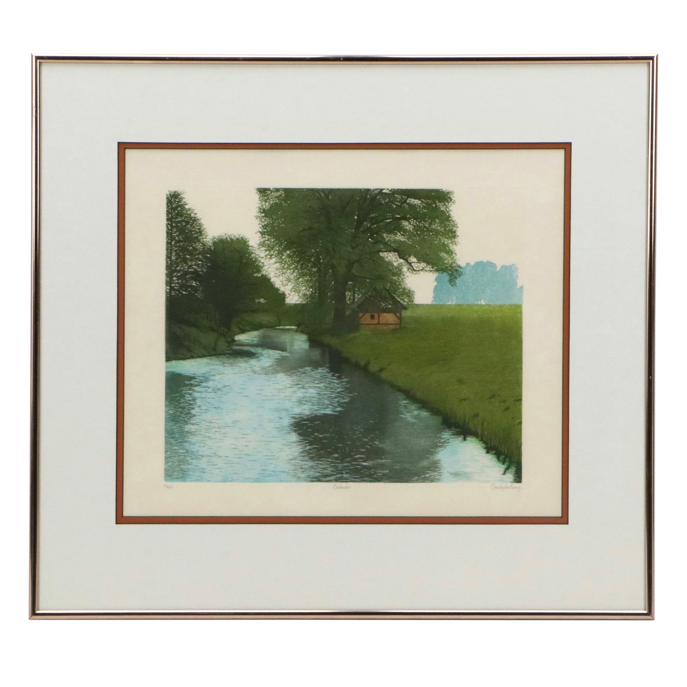 Christopher Penny Etching with Aquatint "Backwater," Late 20th Century