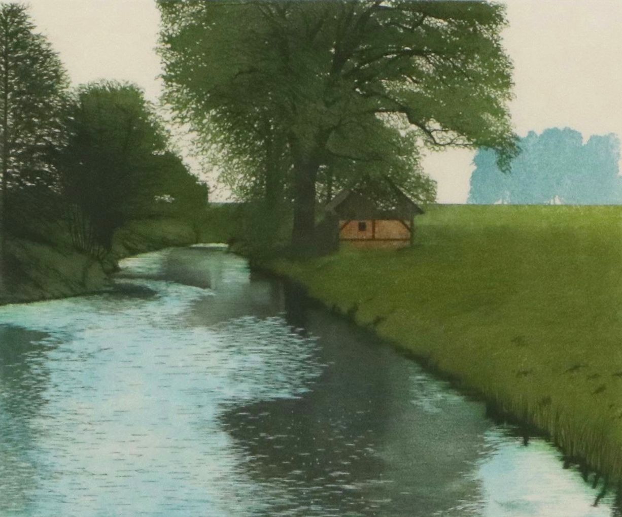 Christopher Penny Etching with Aquatint "Backwater," Late 20th Century