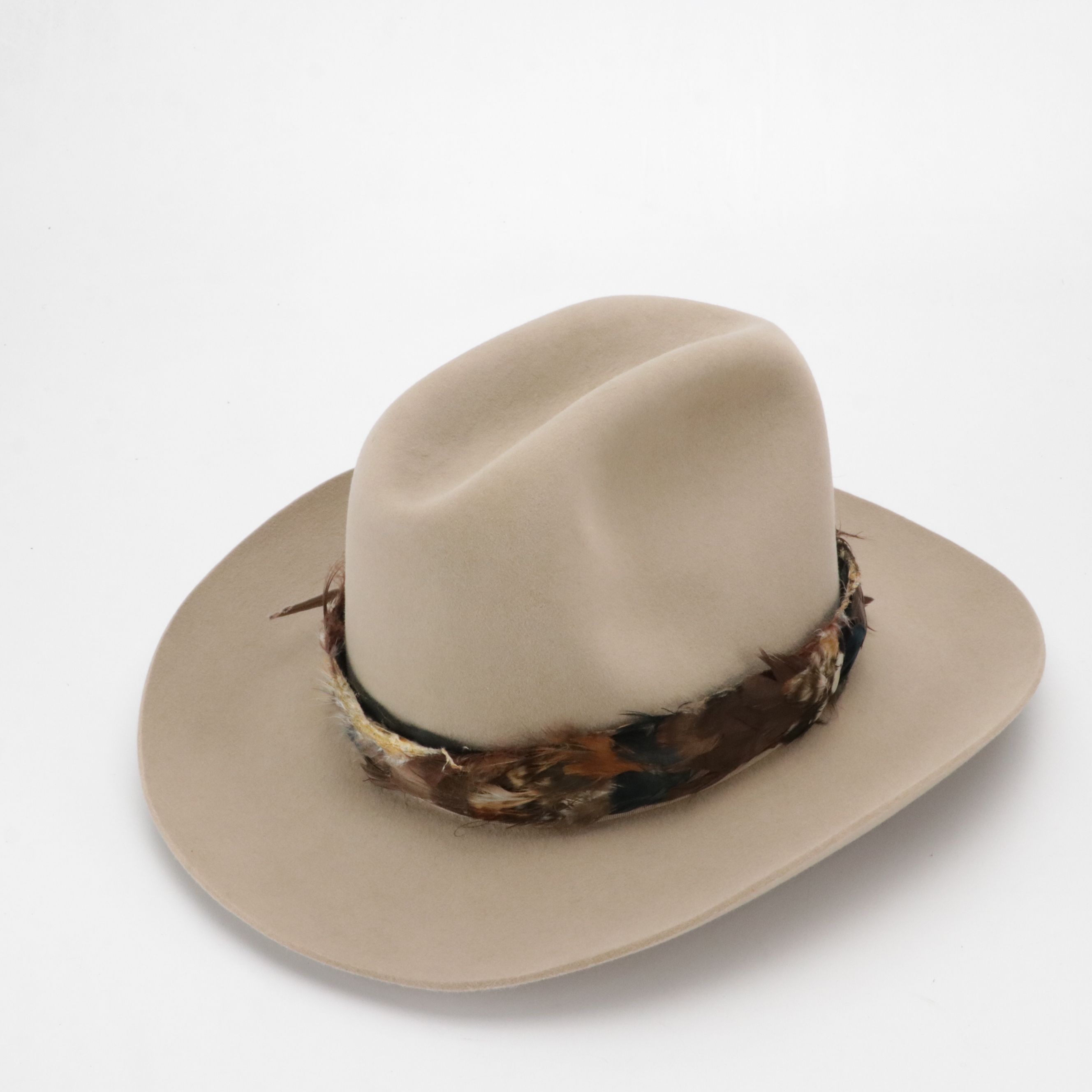 Stetson Cattleman Western Hat in Fur Felt with Feather Hatband and Box