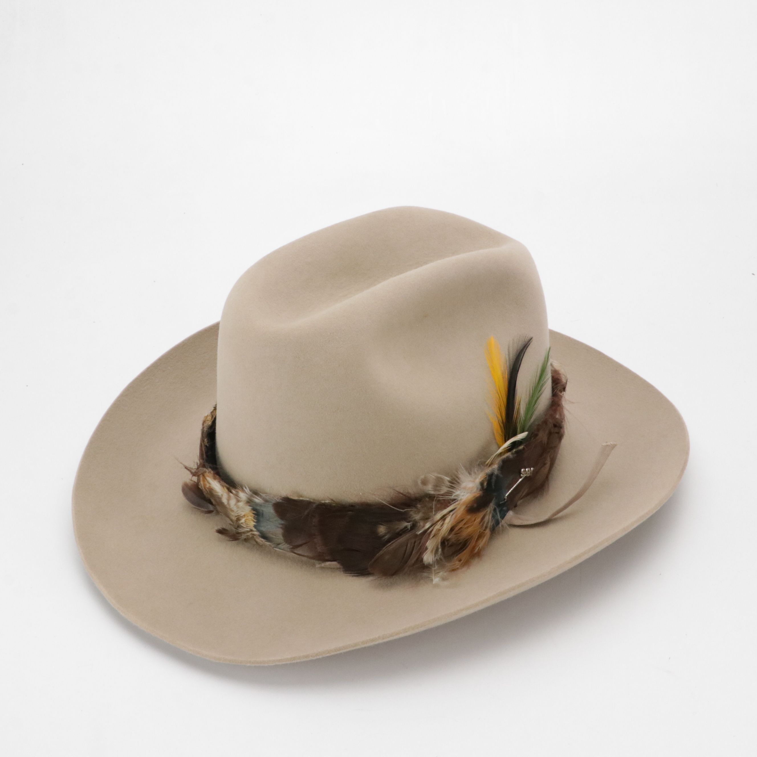 Stetson Cattleman Western Hat in Fur Felt with Feather Hatband and Box