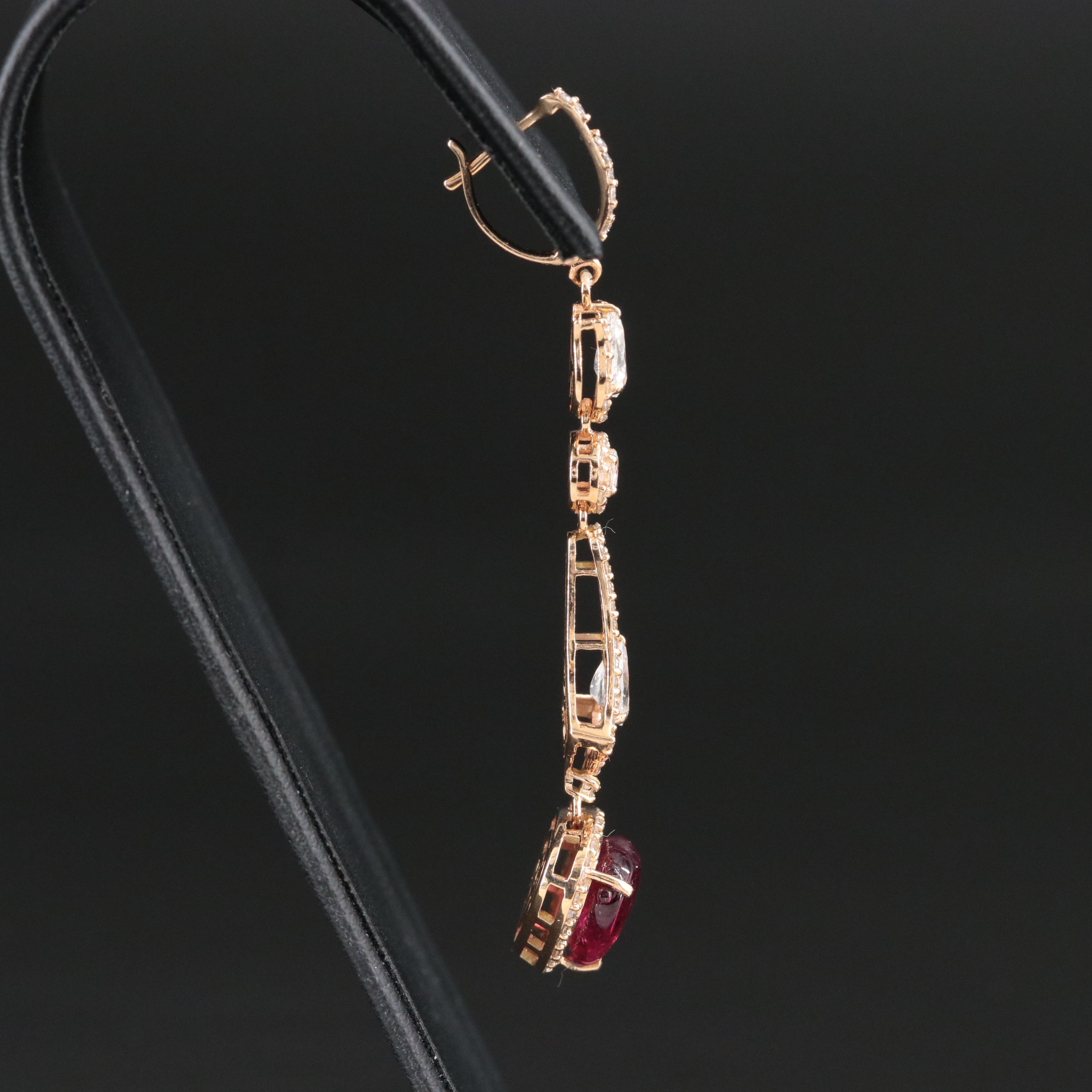 14K Tourmaline, Diamond and White Sapphire Earrings