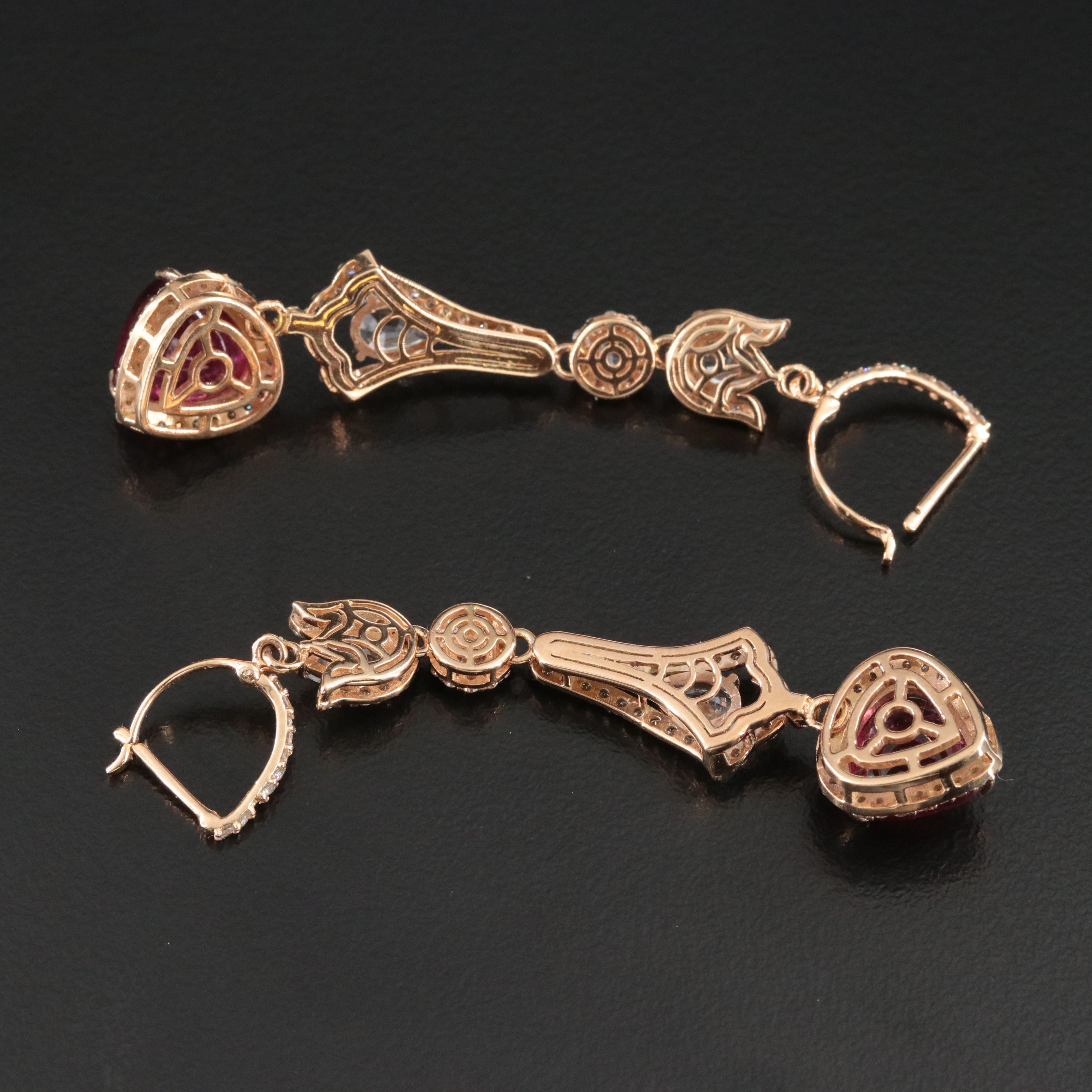 14K Tourmaline, Diamond and White Sapphire Earrings