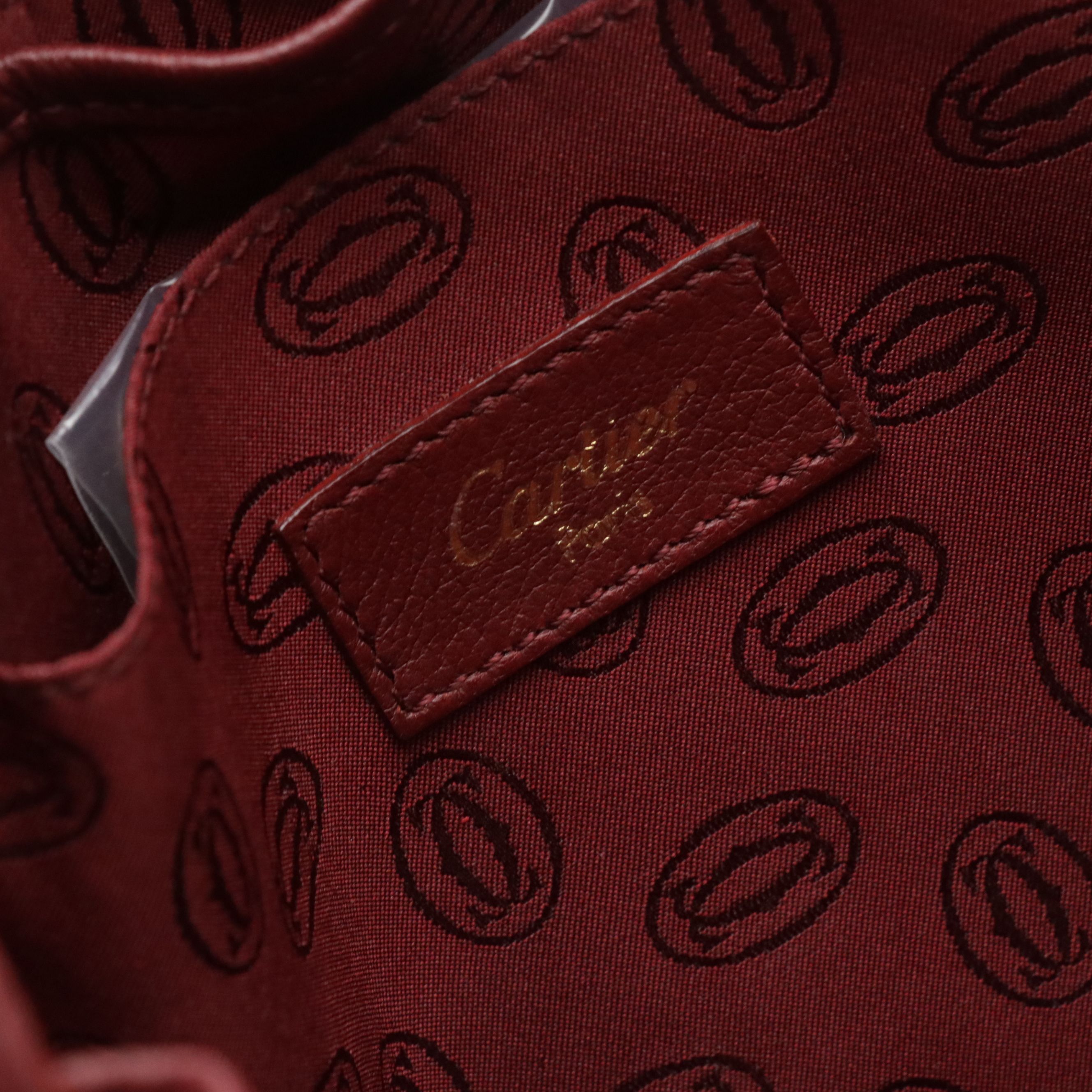 Cartier Full Flap Shoulder Bag in Burgundy Leather and Suede