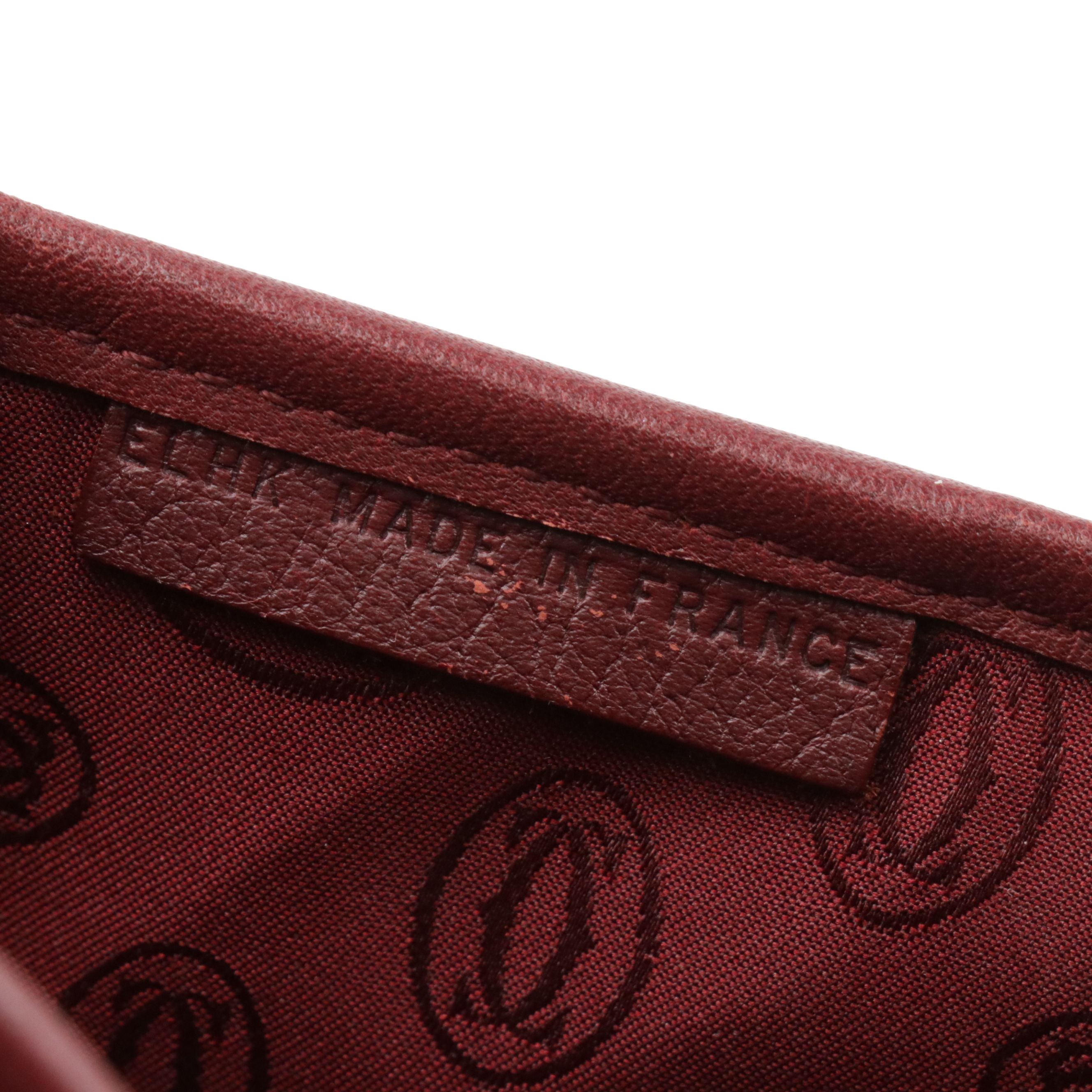 Cartier Full Flap Shoulder Bag in Burgundy Leather and Suede