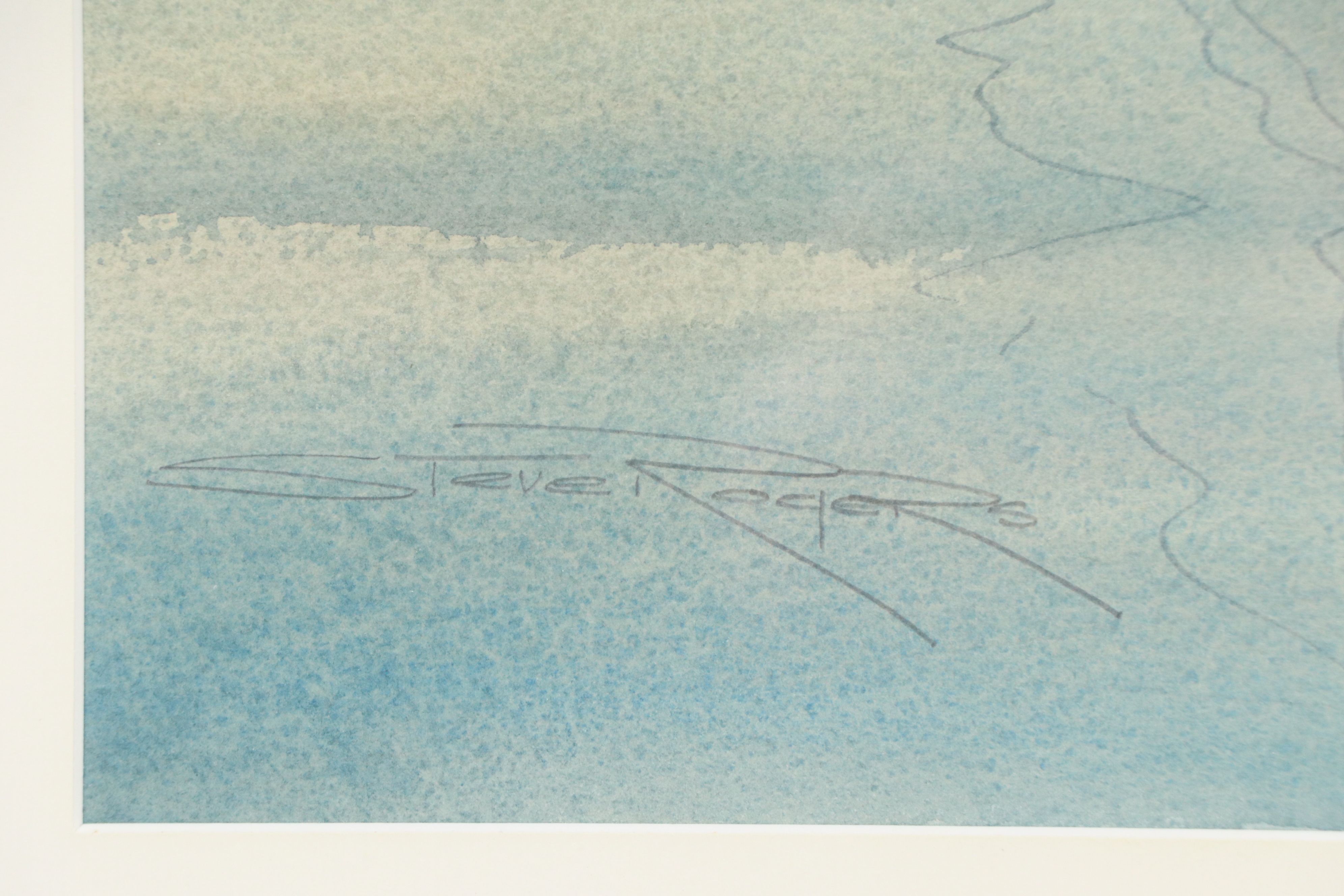 Steve Rogers Nautical Watercolor Painting of Anchored Sailboats