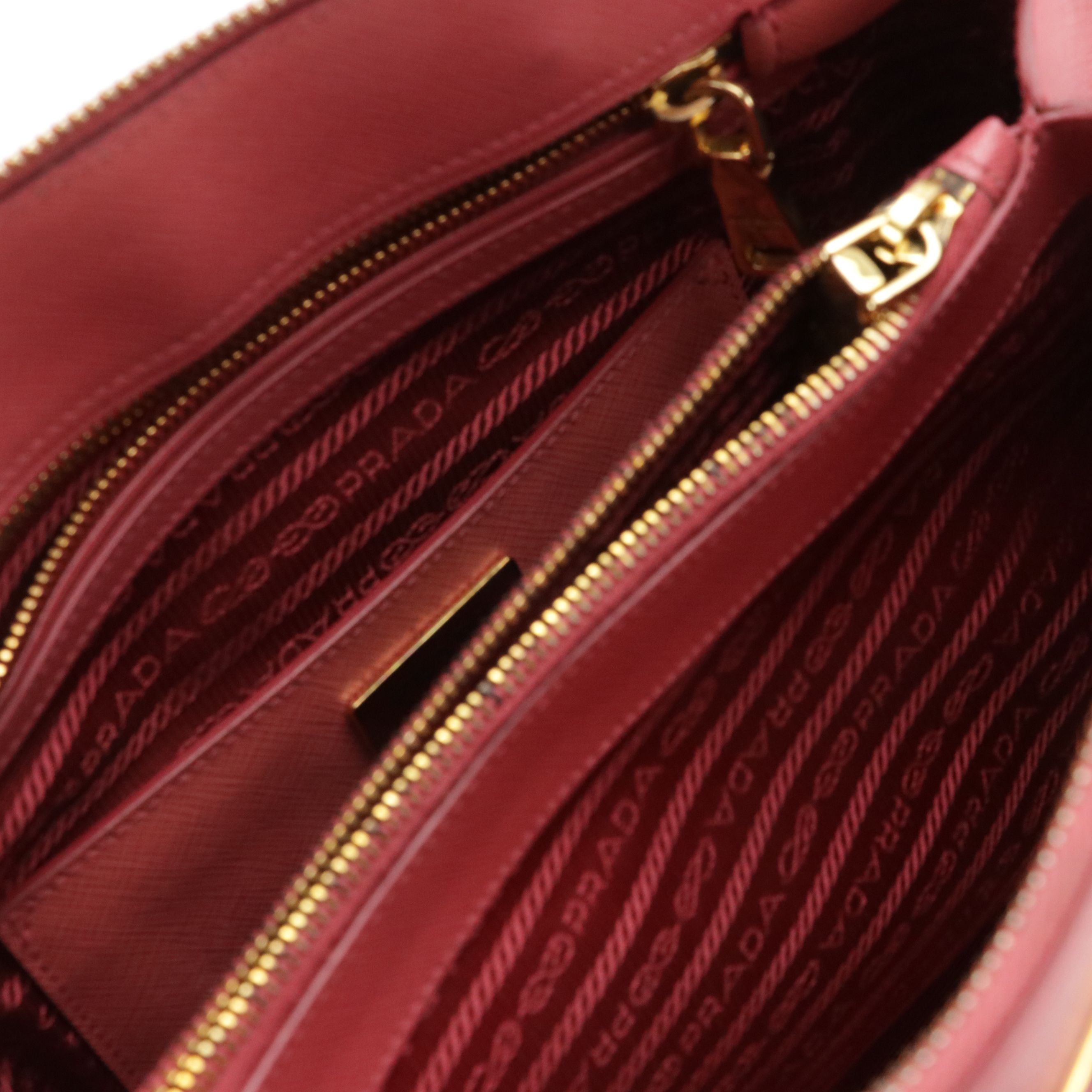 Prada Domed Two-Way Tote in Watermelon Pink Saffiano Leather