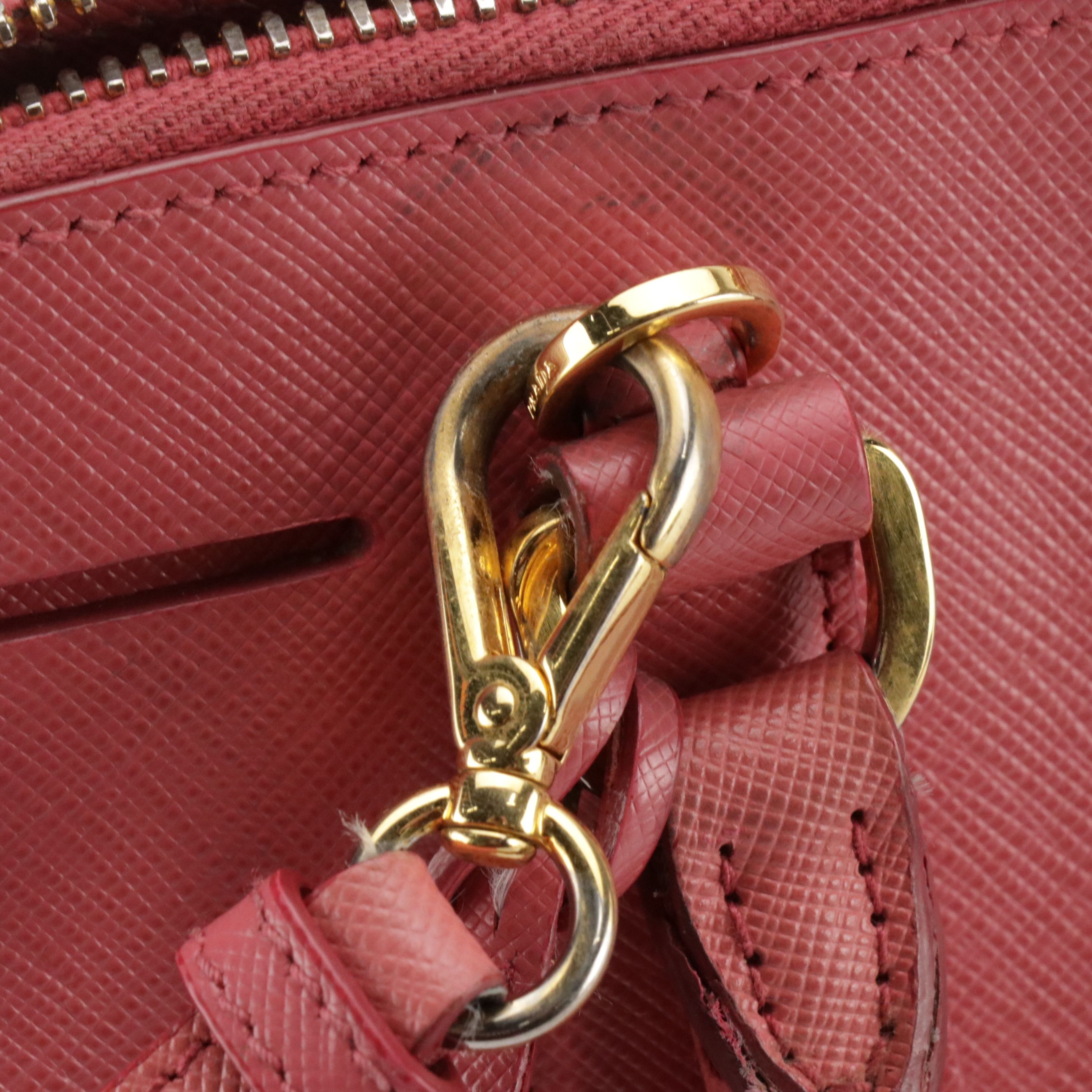 Prada Domed Two-Way Tote in Watermelon Pink Saffiano Leather