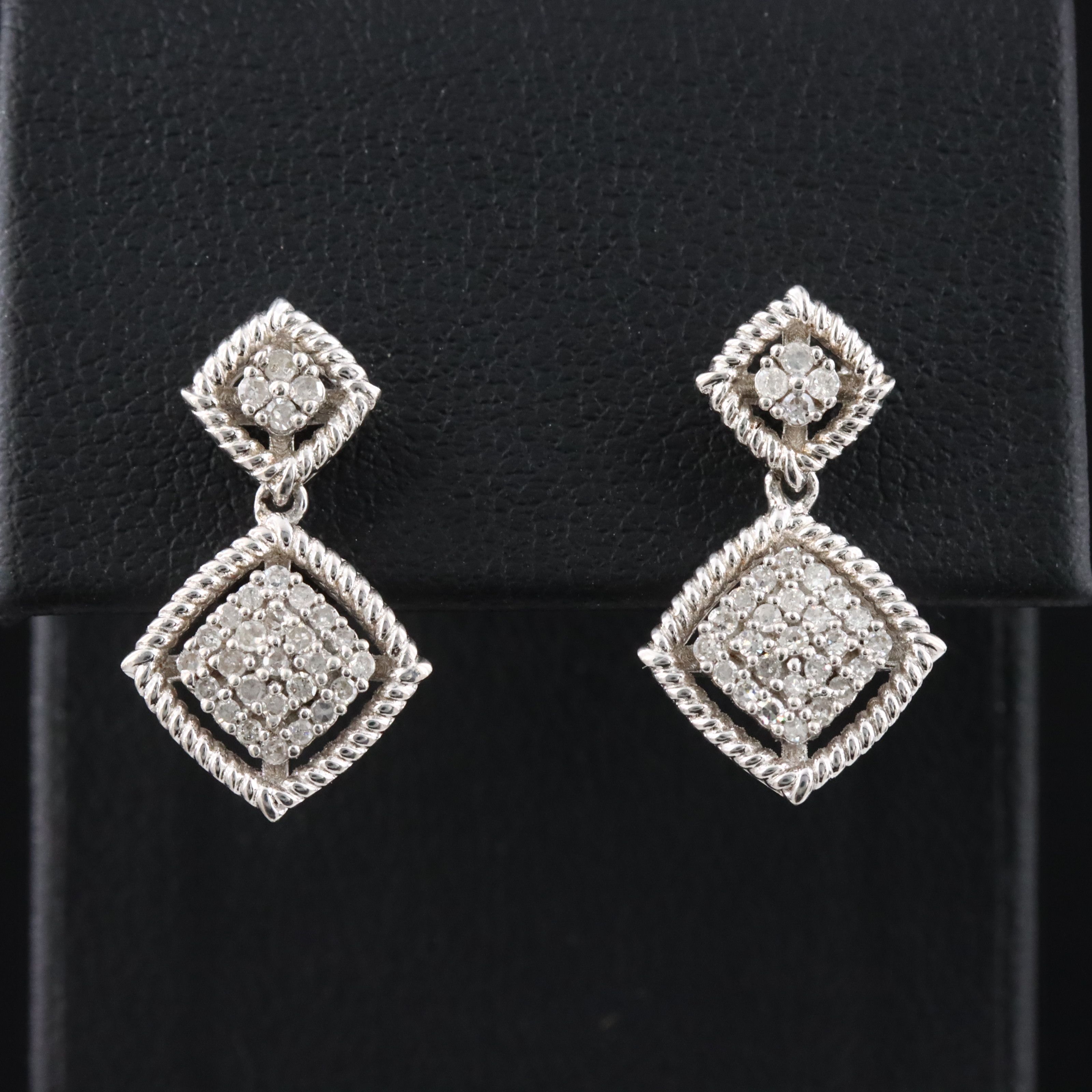 Sterling Diamond Drop Earrings