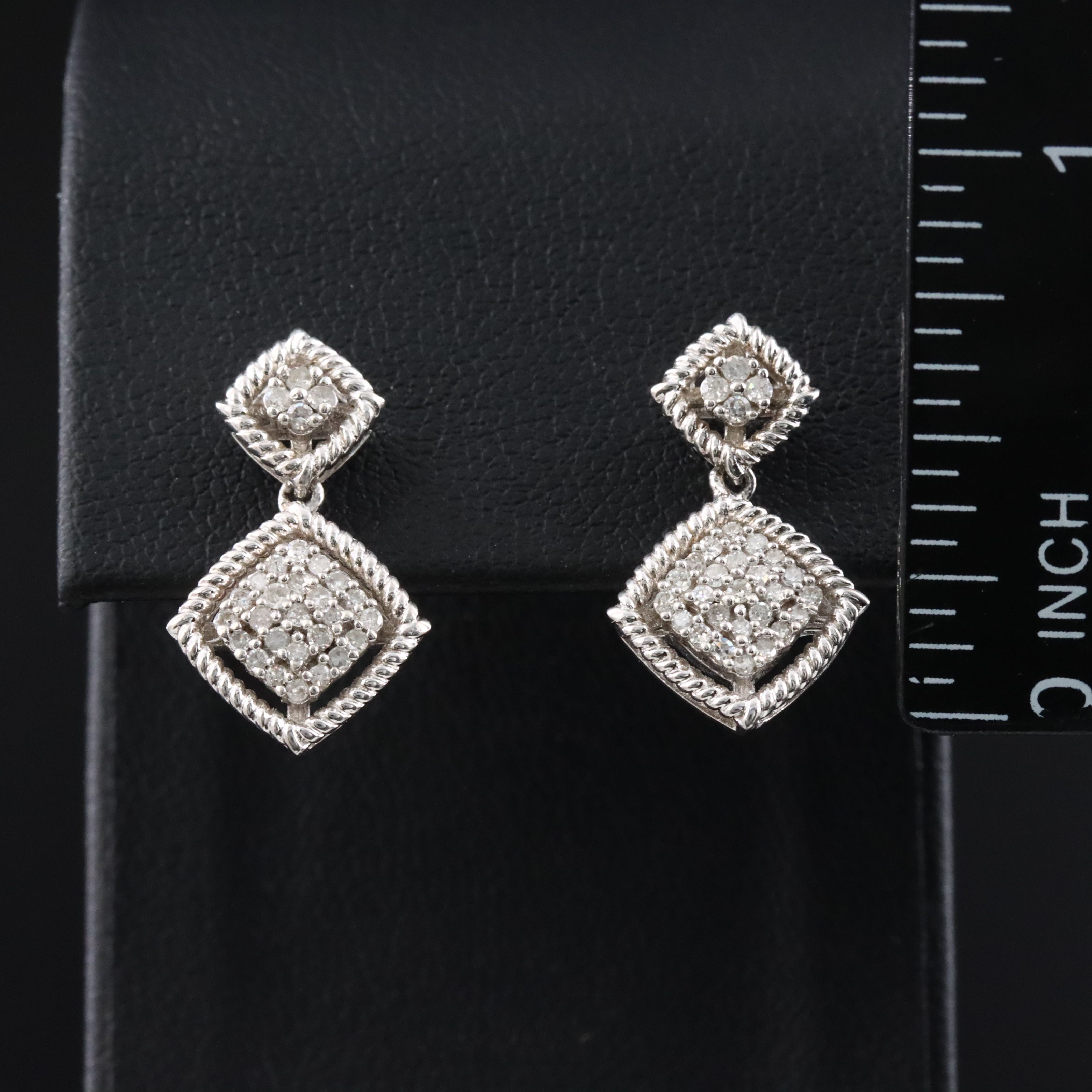 Sterling Diamond Drop Earrings
