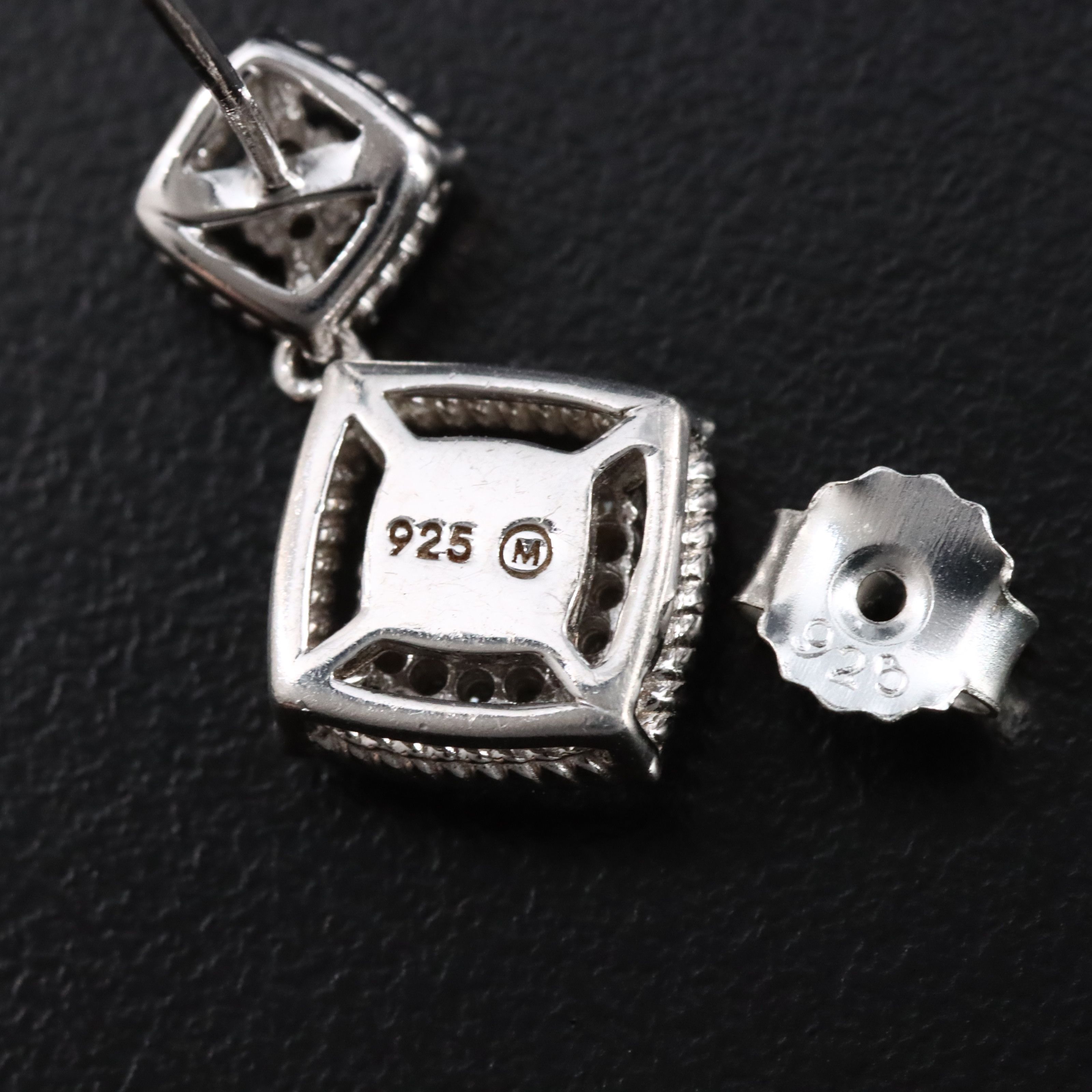 Sterling Diamond Drop Earrings