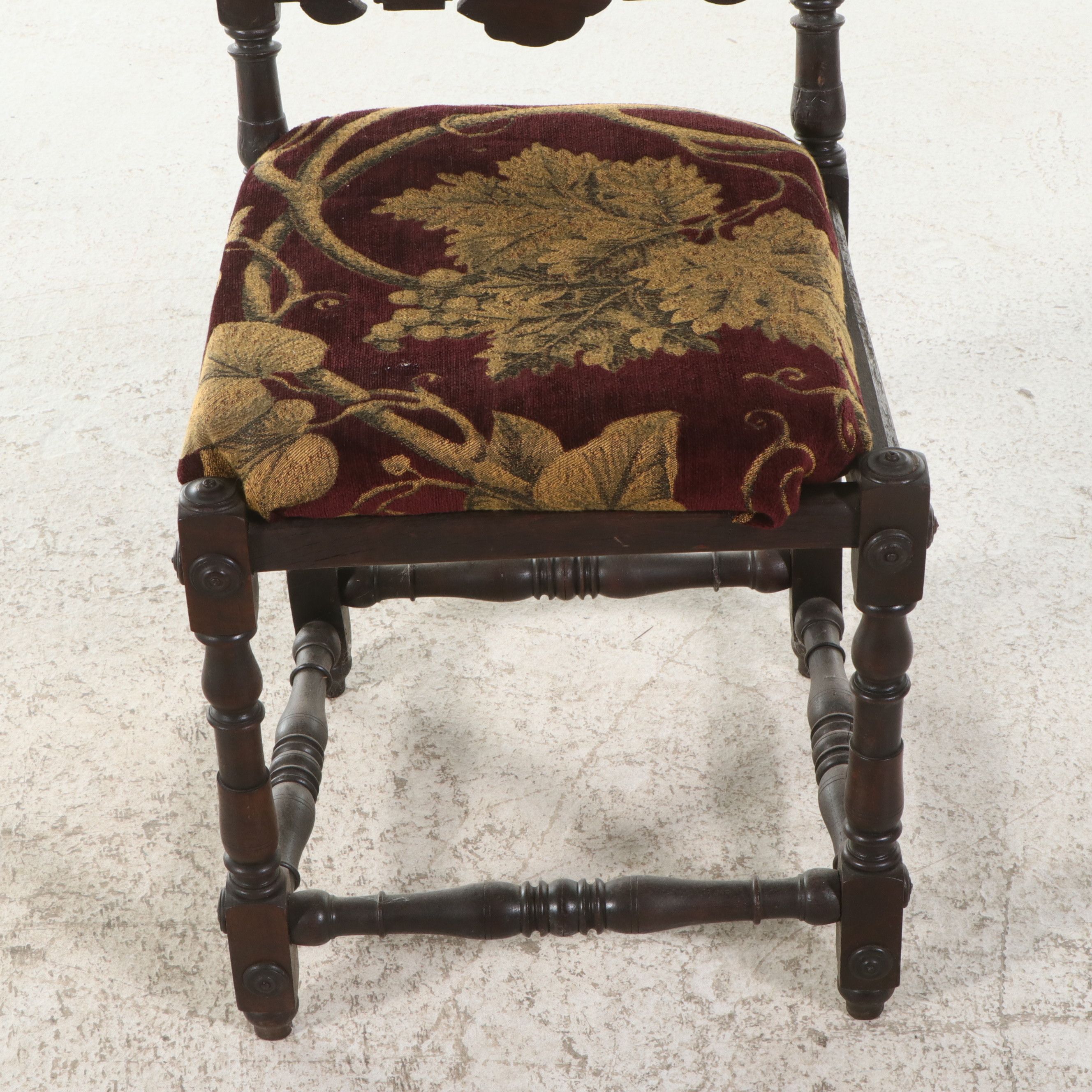 Pair of Spanish Colonial Revival Carved Oak Hall Chairs