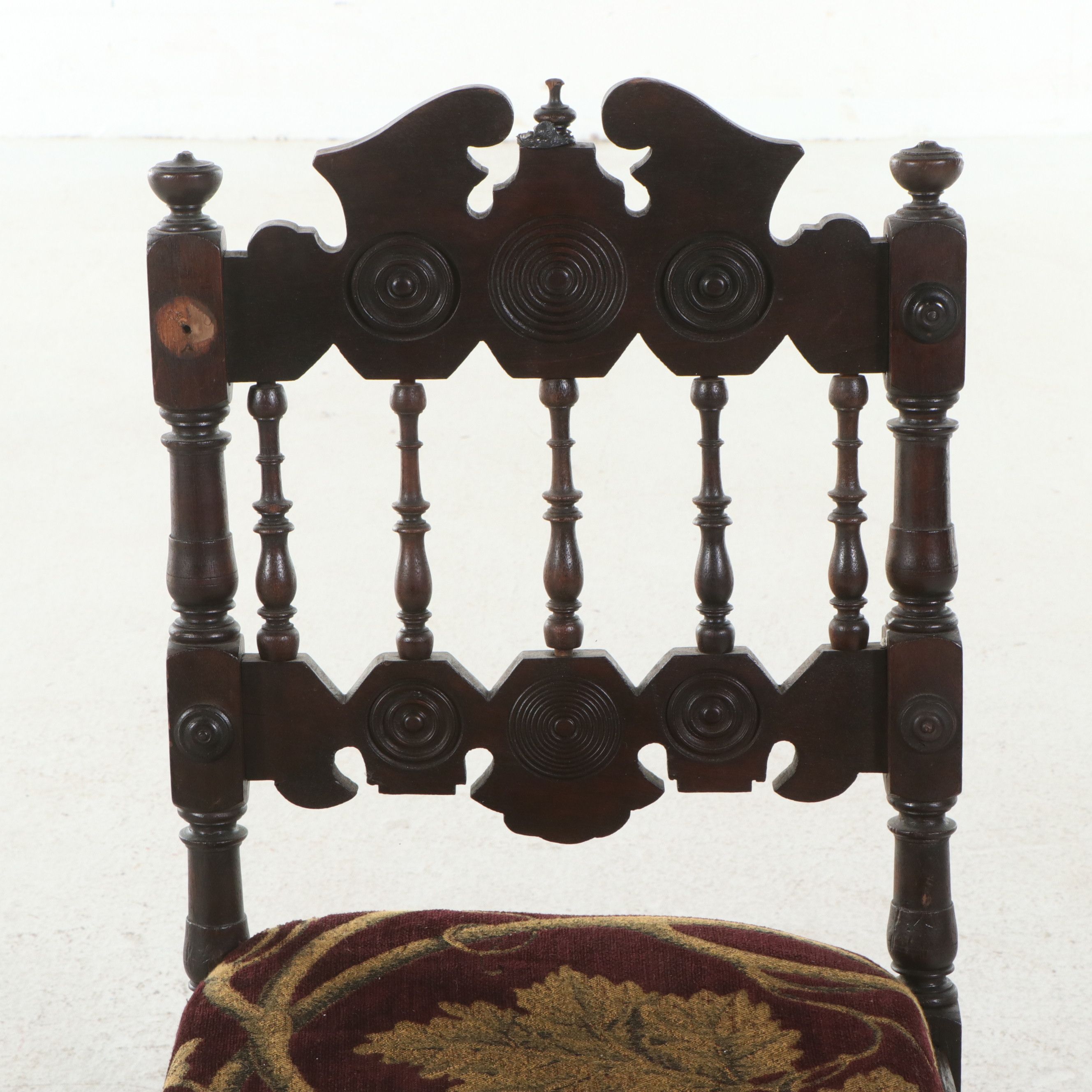 Pair of Spanish Colonial Revival Carved Oak Hall Chairs