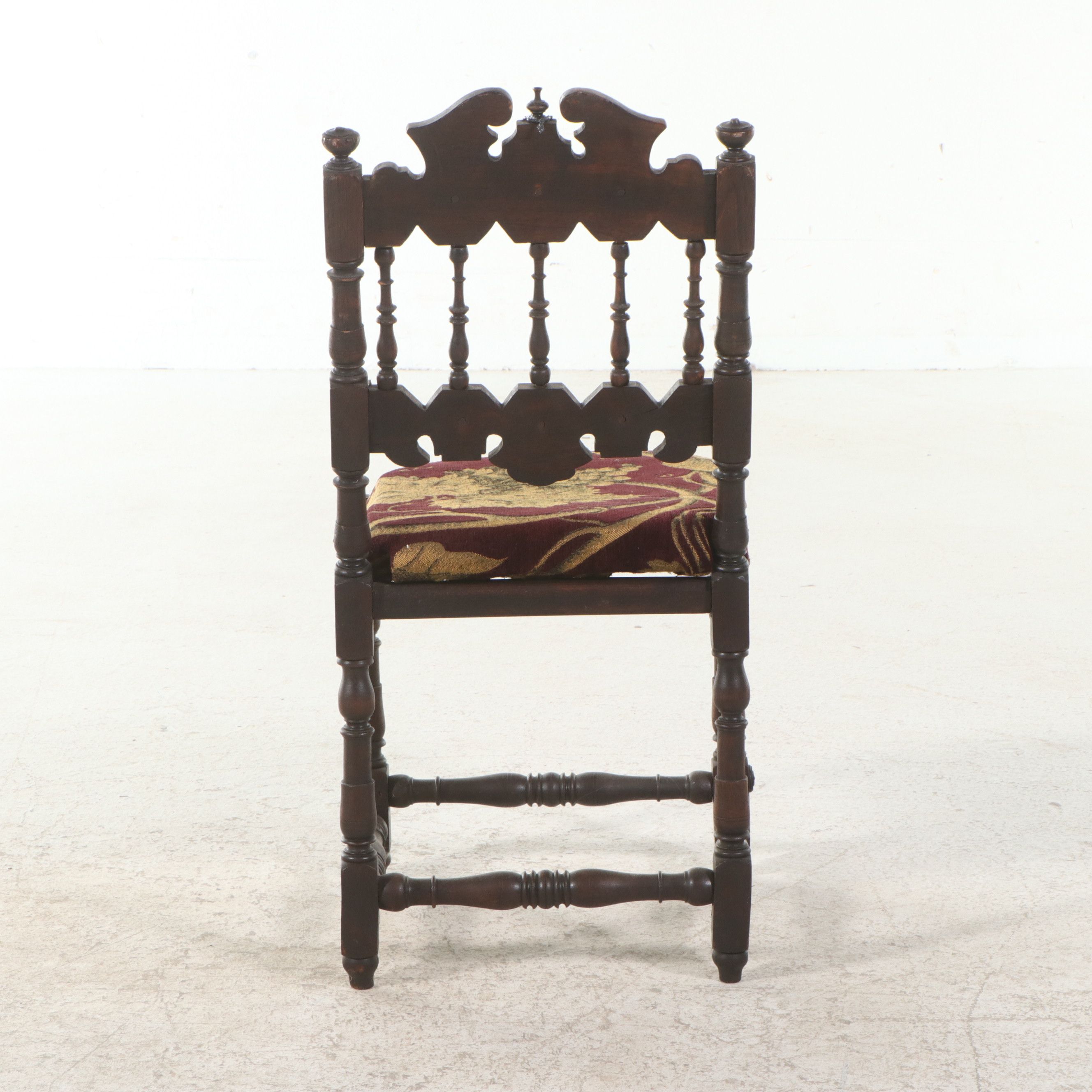 Pair of Spanish Colonial Revival Carved Oak Hall Chairs