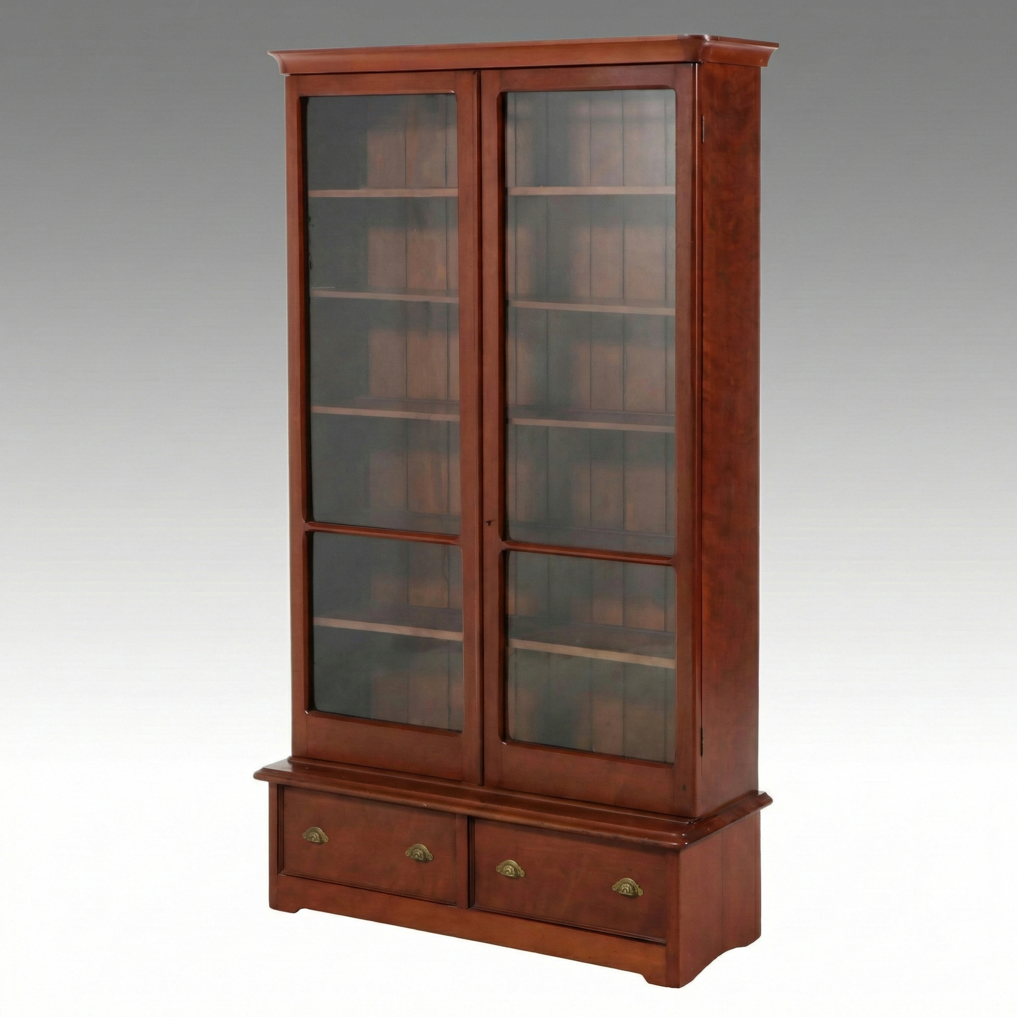 American Biedermeier Style Cherrywood Two-Door Bookcase
