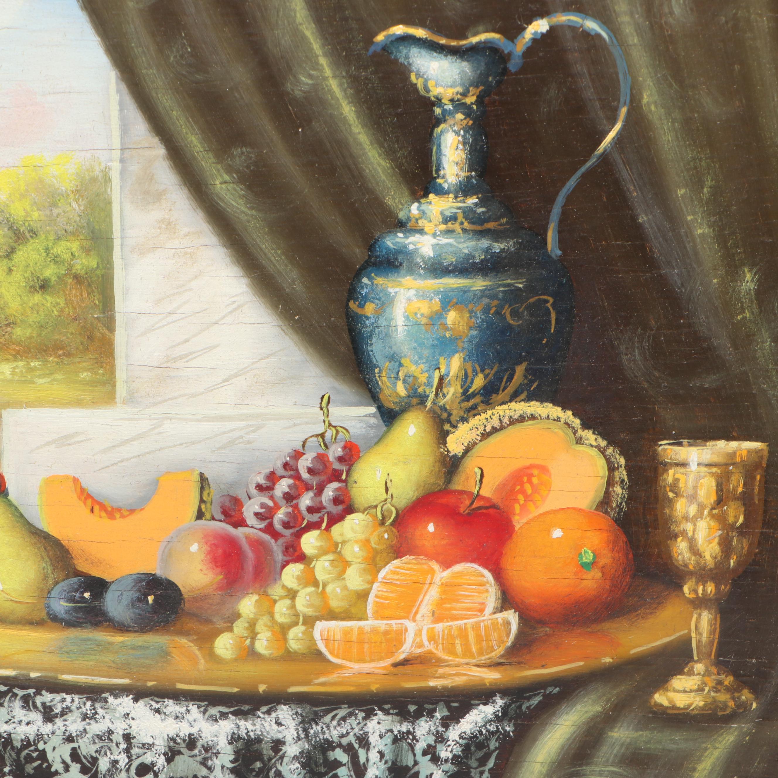 Johan K. Reinprecht Still Life with Fruit Oil Painting