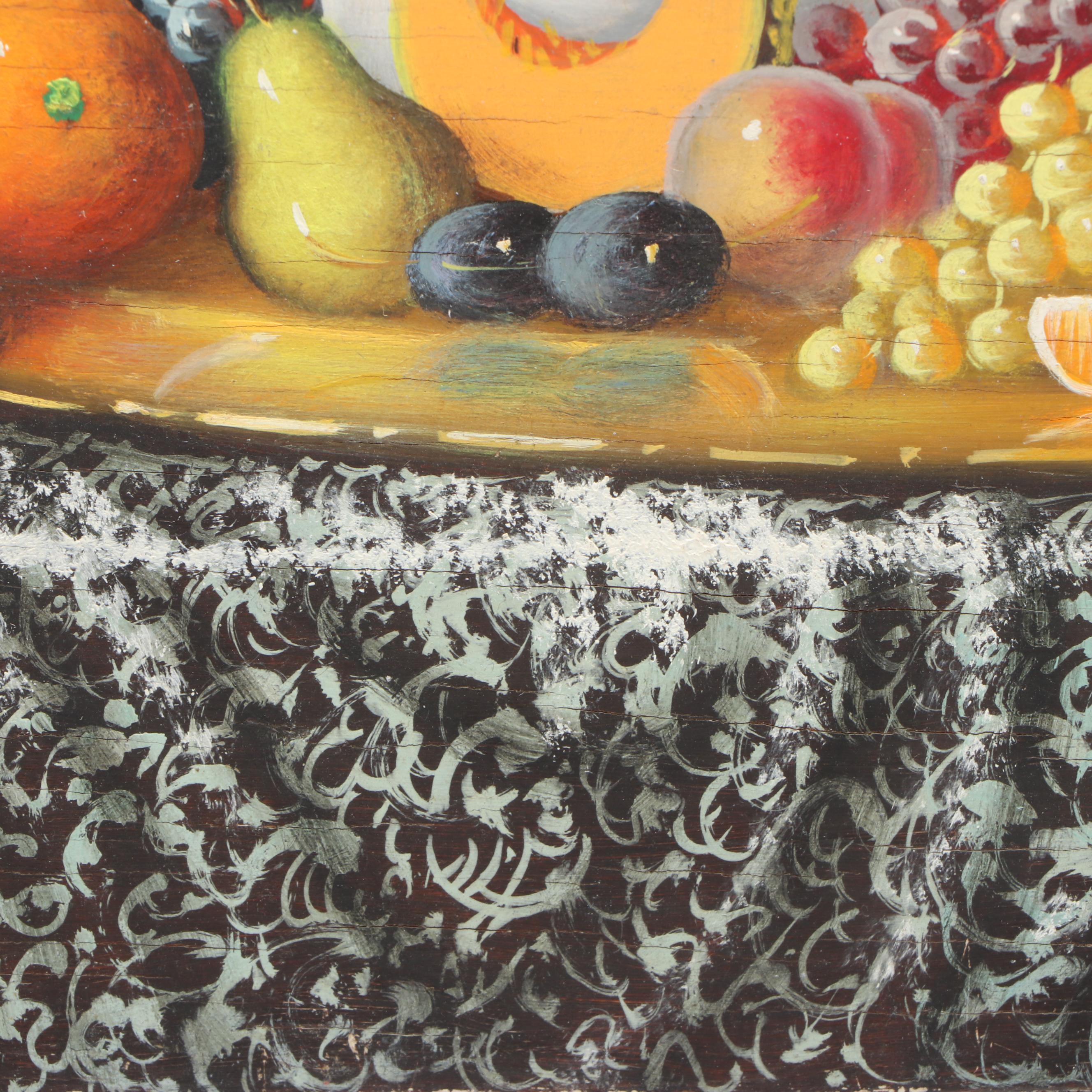 Johan K. Reinprecht Still Life with Fruit Oil Painting