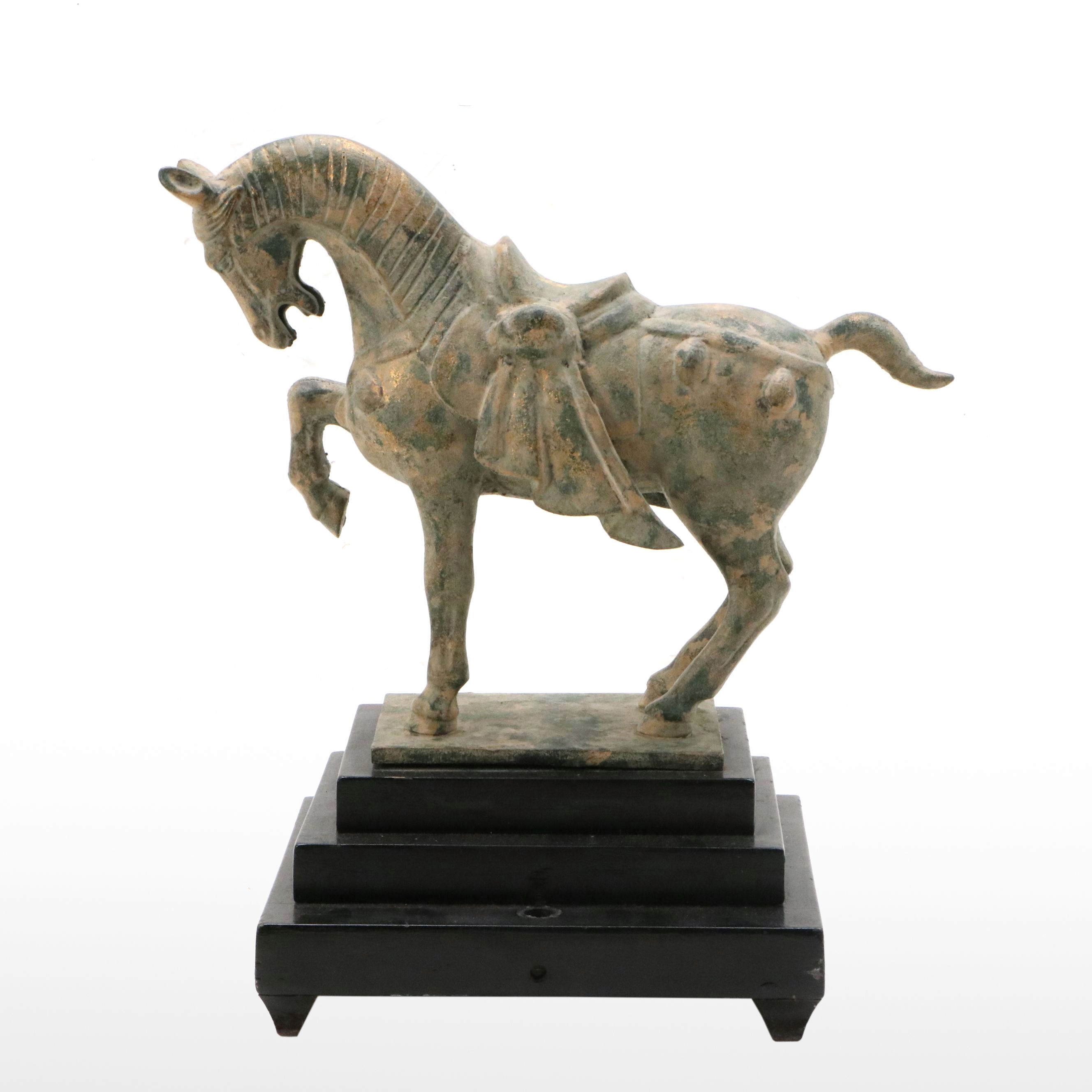 Metal Sculpture of Tang Dynasty Style War Horse, 20th Century