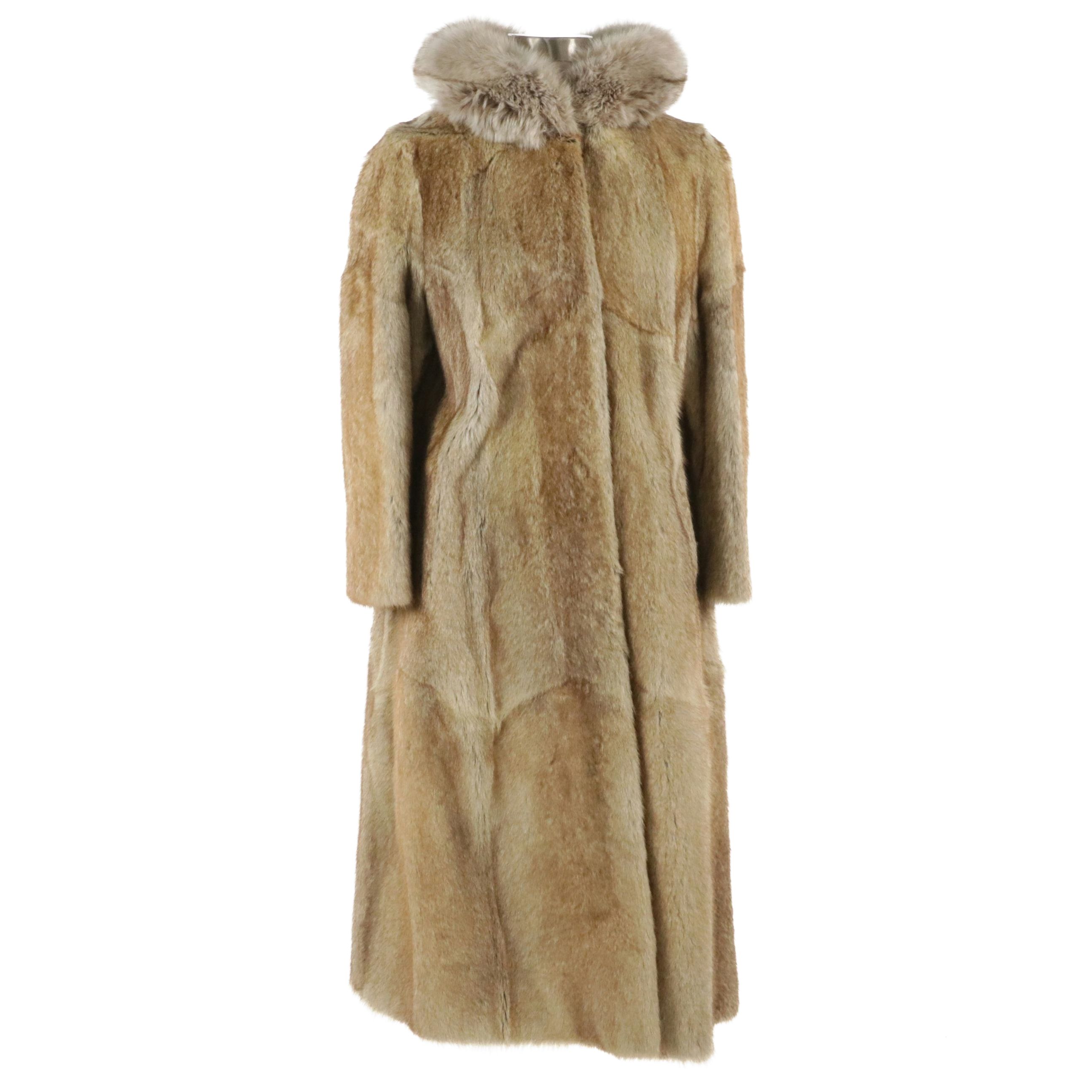 Alpine Marmot Fur Hooded Coat