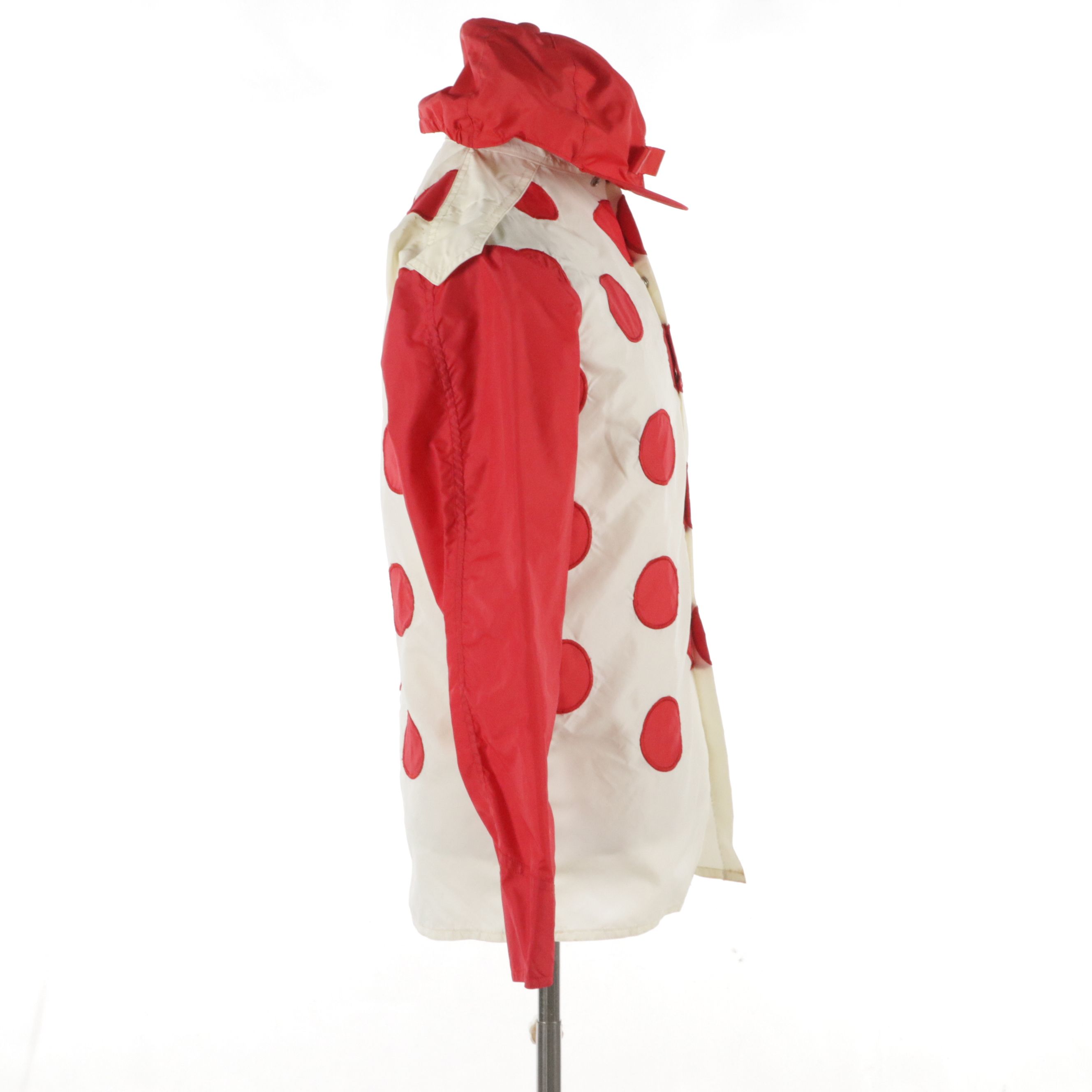 Robert Telford Embroidered and Polka Dot Jockey Jacket in Red/White with Red Cap