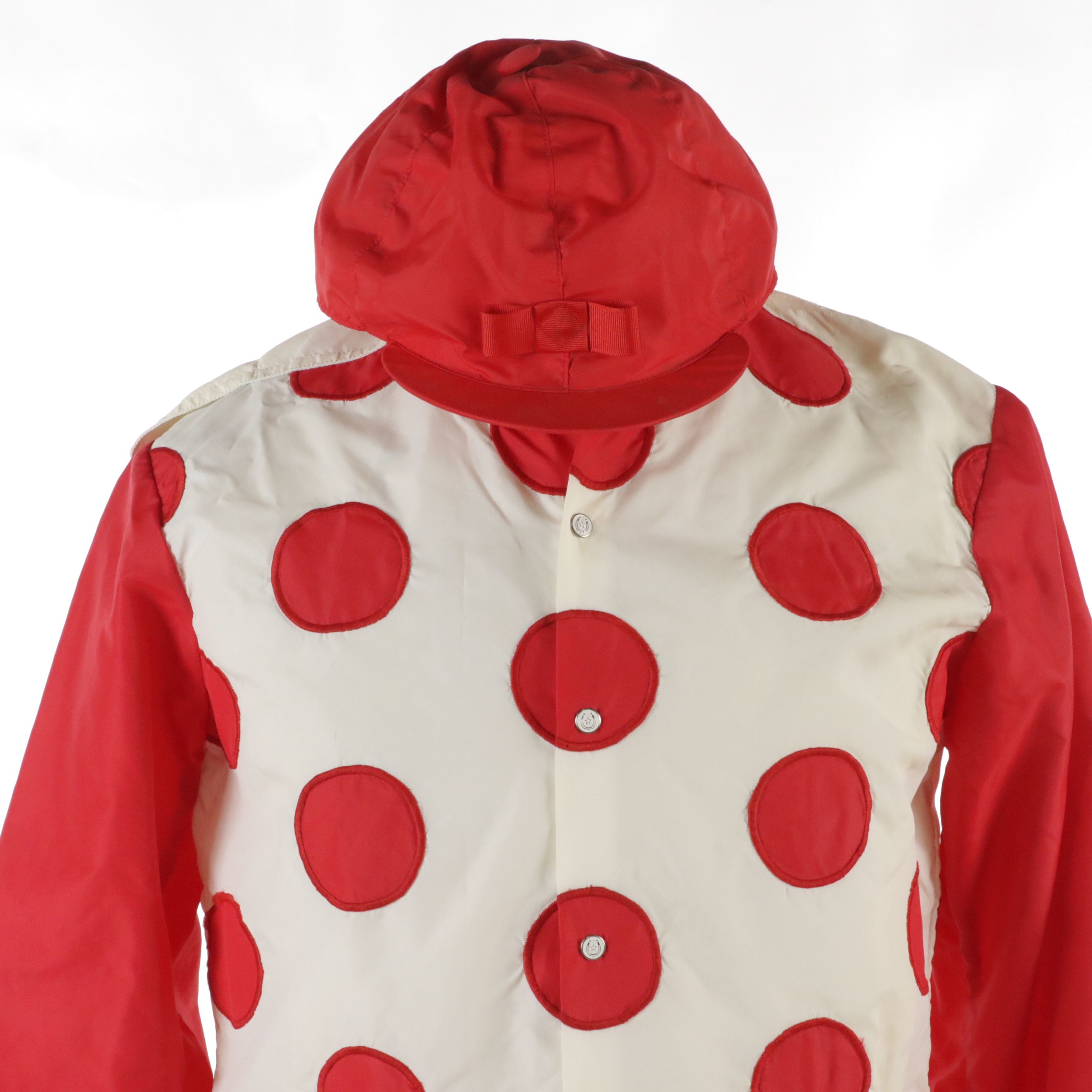 Robert Telford Embroidered and Polka Dot Jockey Jacket in Red/White with Red Cap