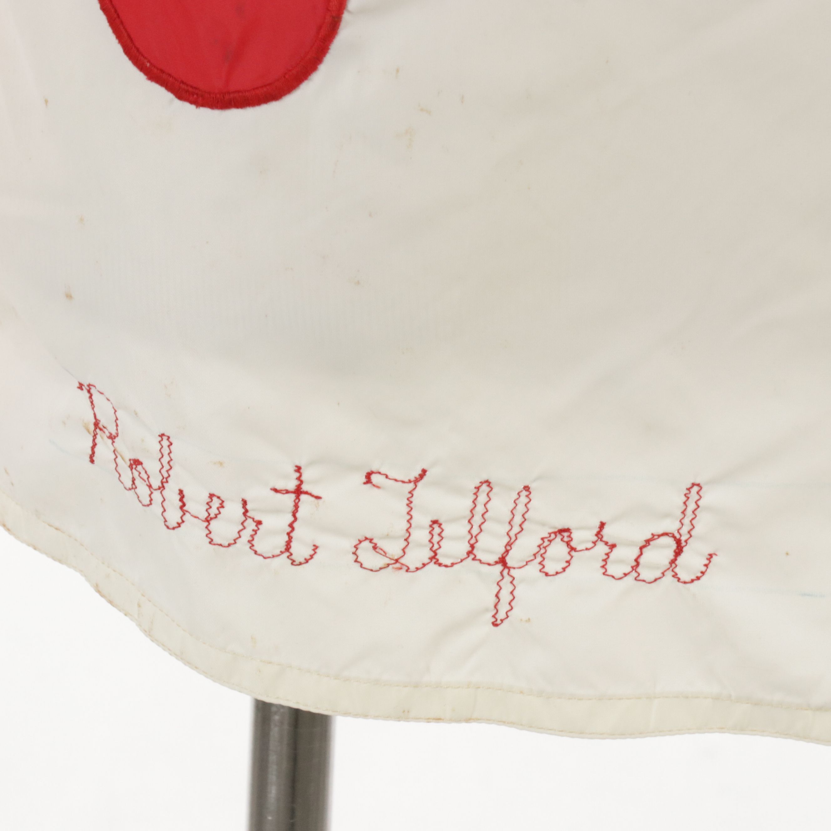 Robert Telford Embroidered and Polka Dot Jockey Jacket in Red/White with Red Cap