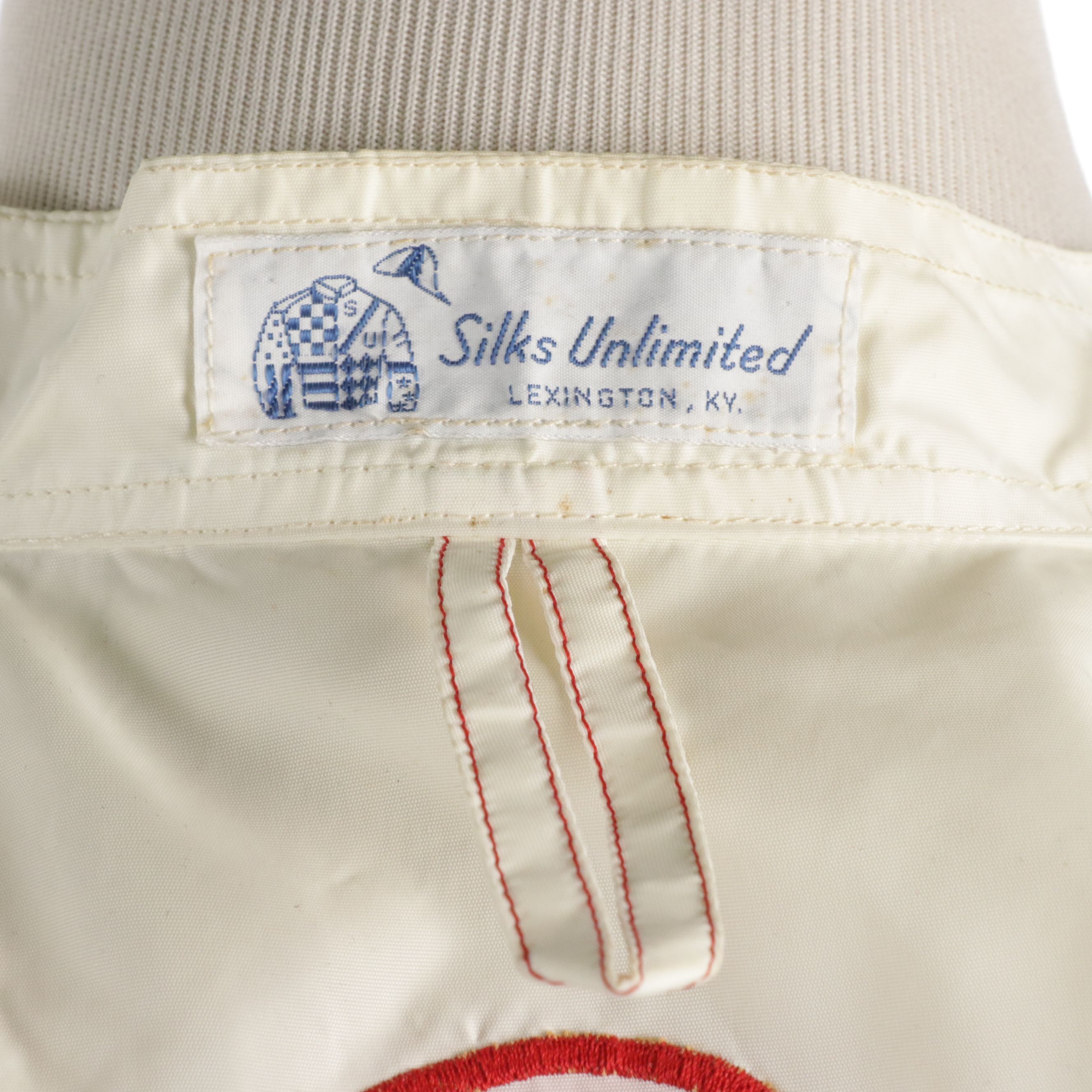 Robert Telford Embroidered and Polka Dot Jockey Jacket in Red/White with Red Cap