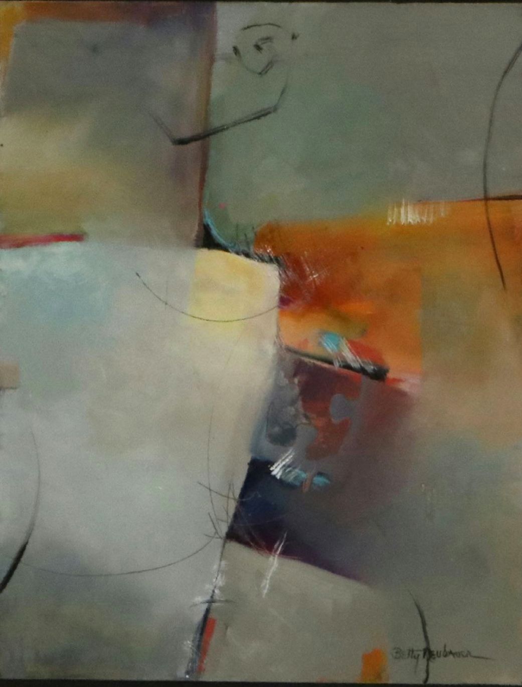 Betty Neubauer Abstract Acrylic Painting, Late 20th Century