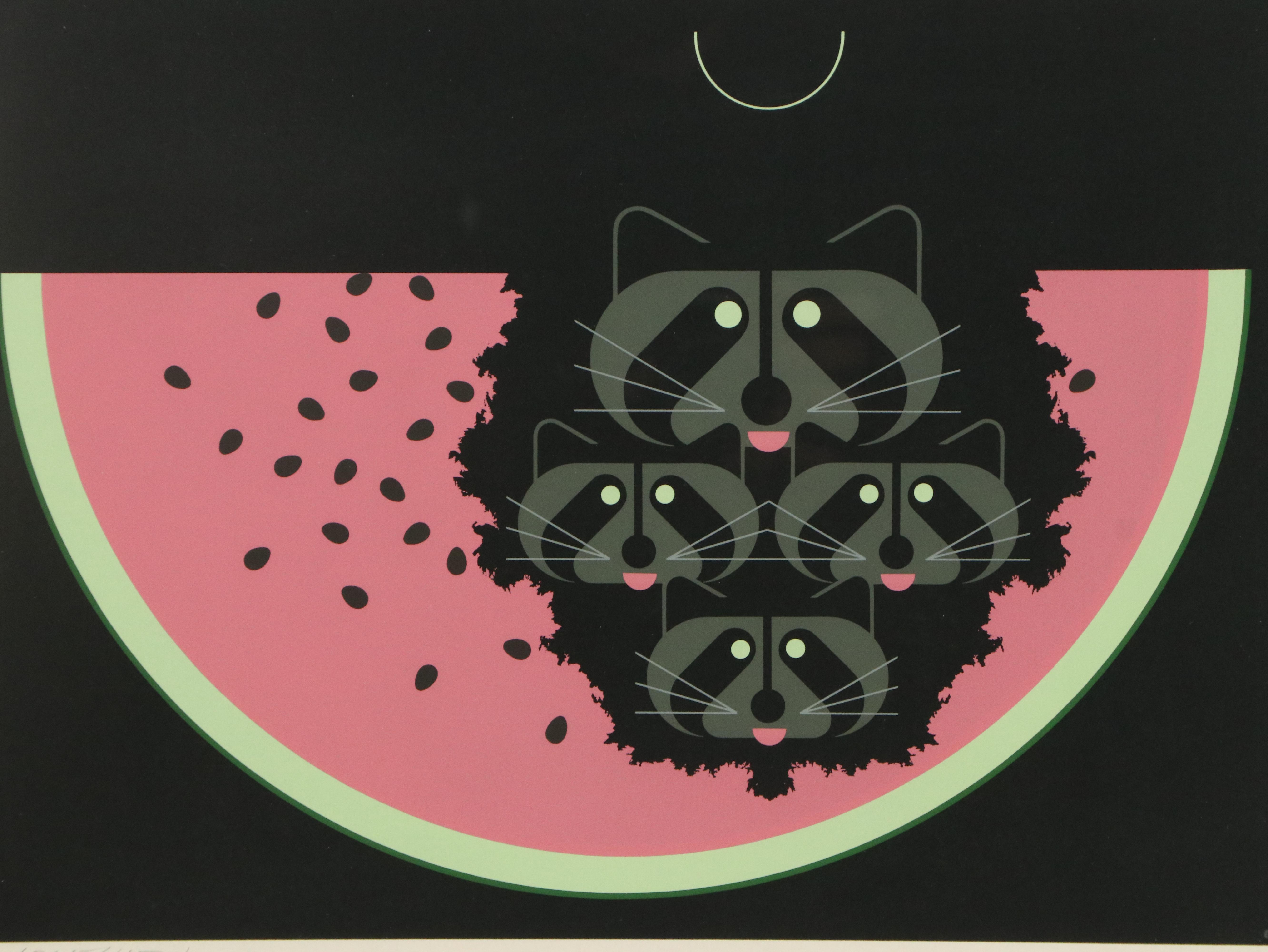 Charley Harper Serigraph "Watermelon Moon"