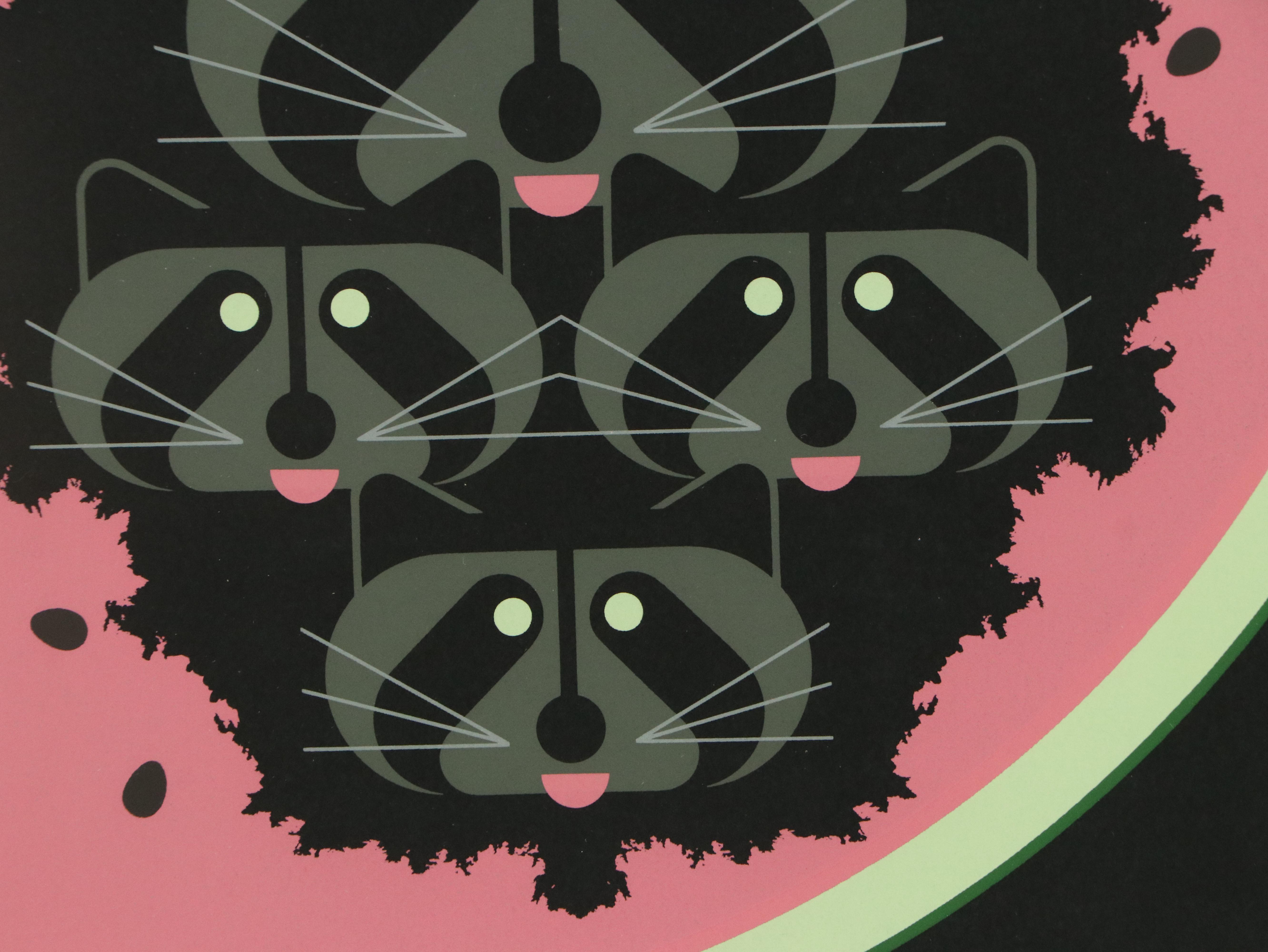 Charley Harper Serigraph "Watermelon Moon"