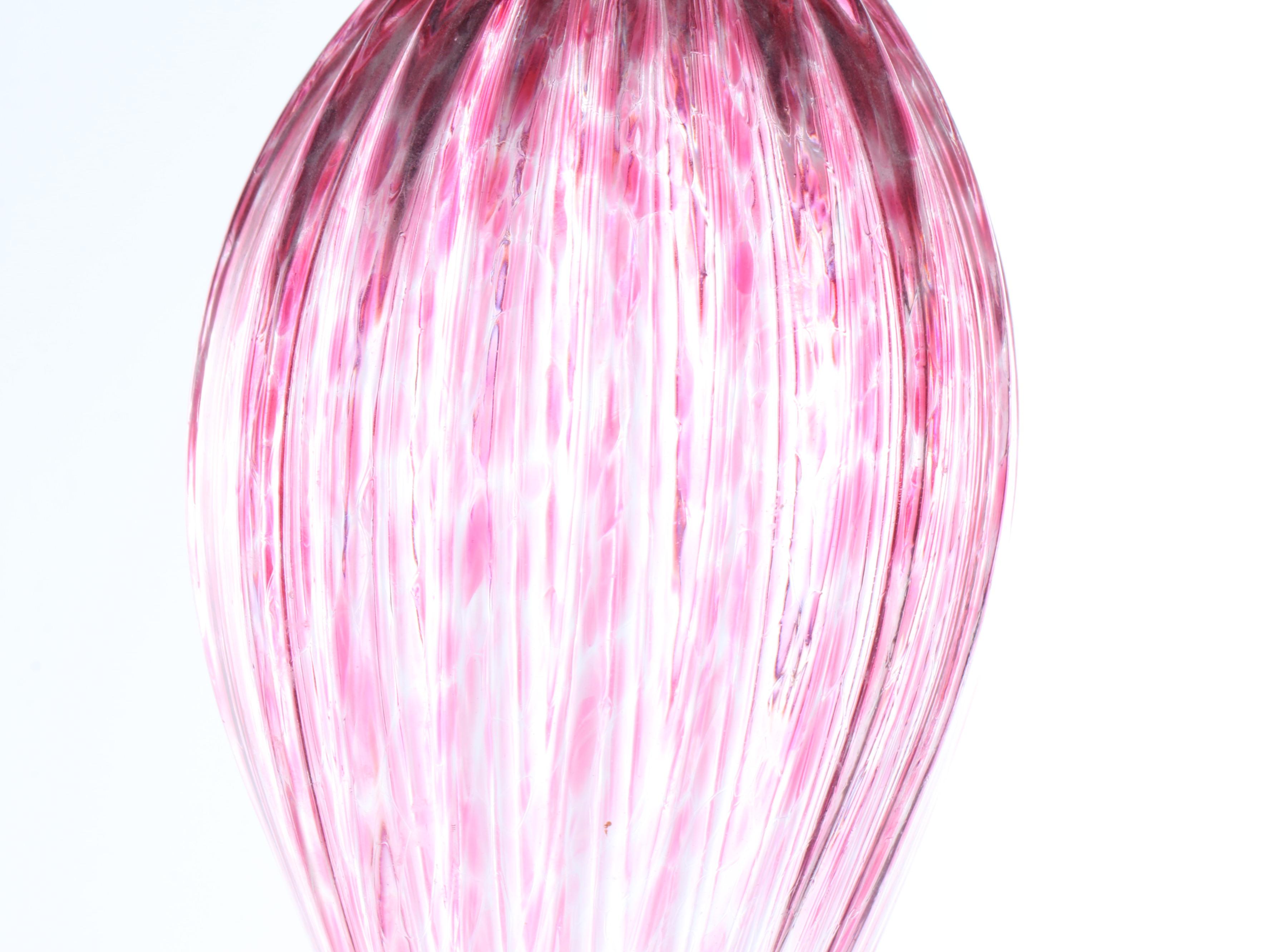 Italian Pastel Porcelain and White Metal Chandelier with Art Glass Pendant