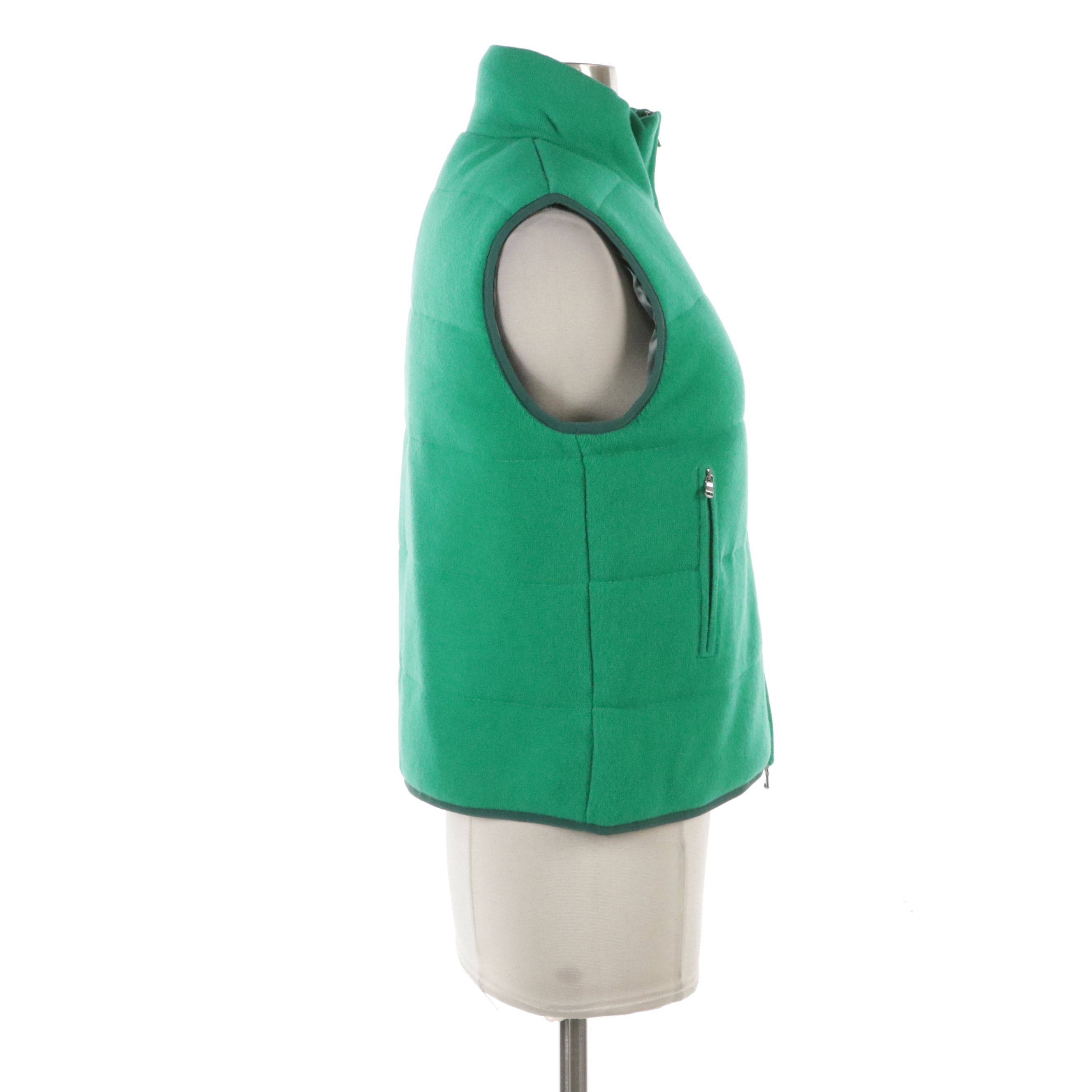 Nomad 1942 Quilted Knit Green Cashmere Vest, With Tag