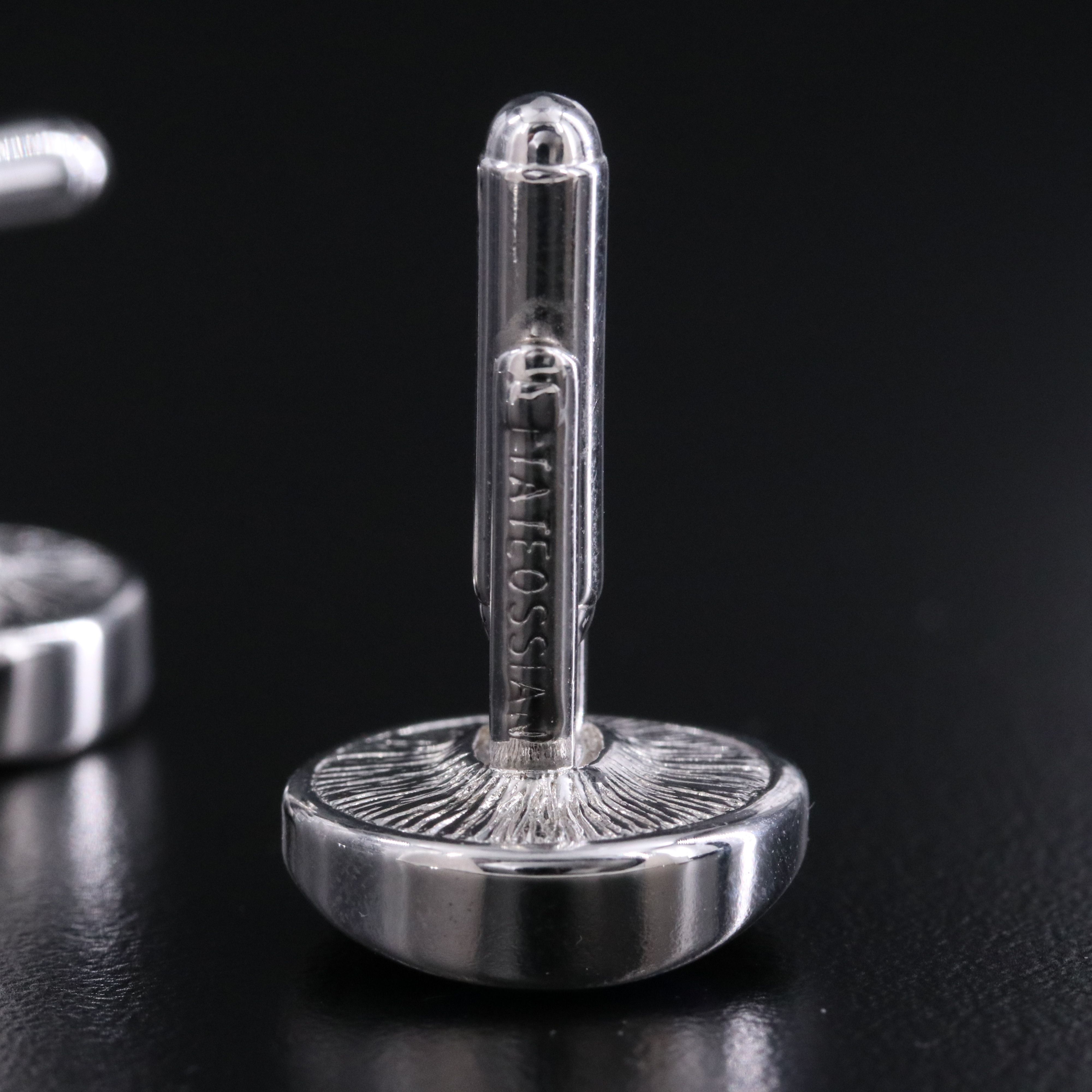 Fiber Optic Glass Round Curved Cufflinks