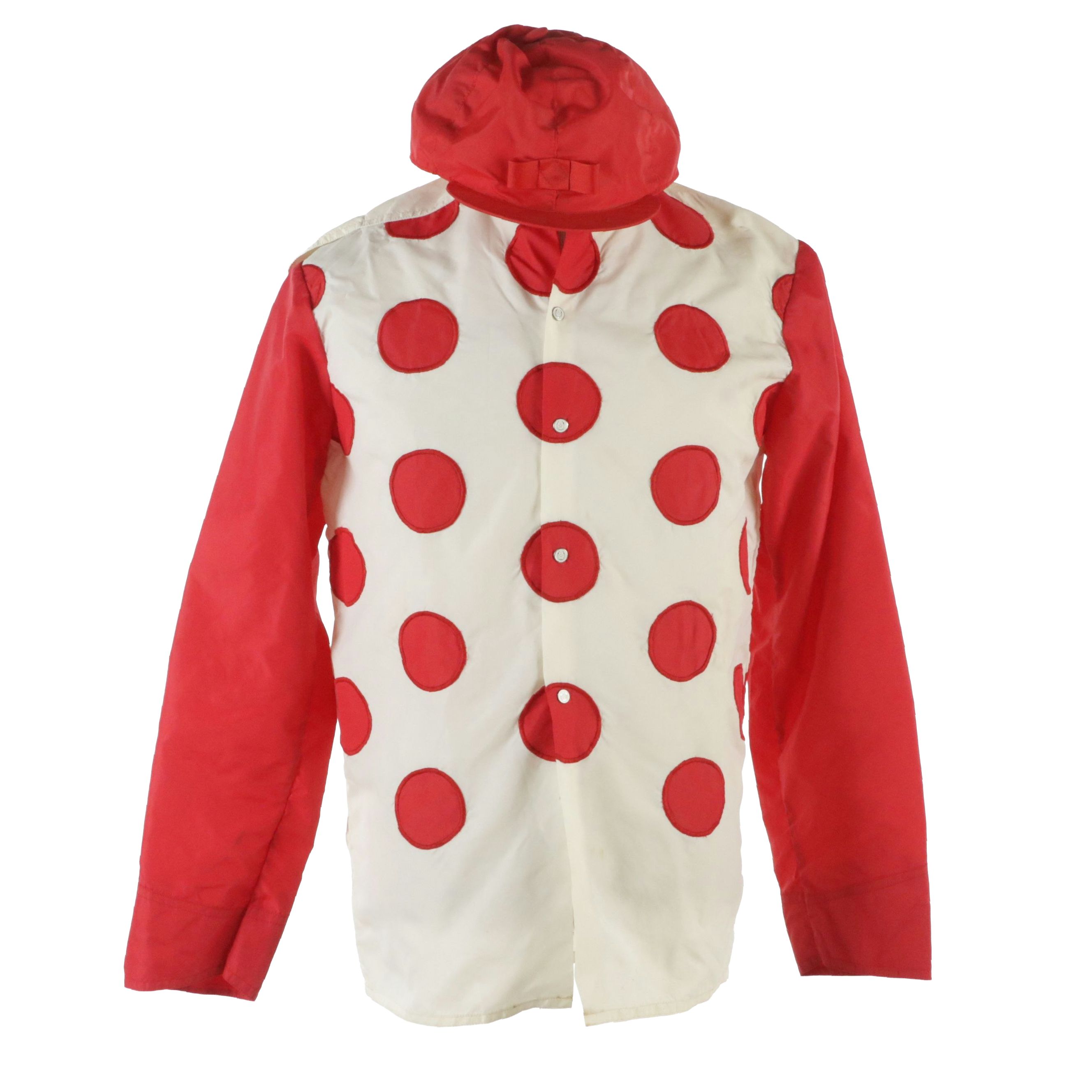 Robert Telford Embroidered and Polka Dot Jockey Jacket in Red/White with Red Cap