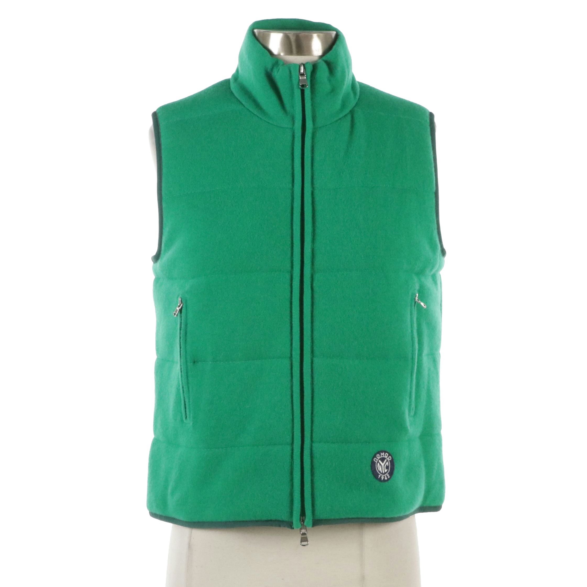 Nomad 1942 Quilted Knit Green Cashmere Vest, With Tag