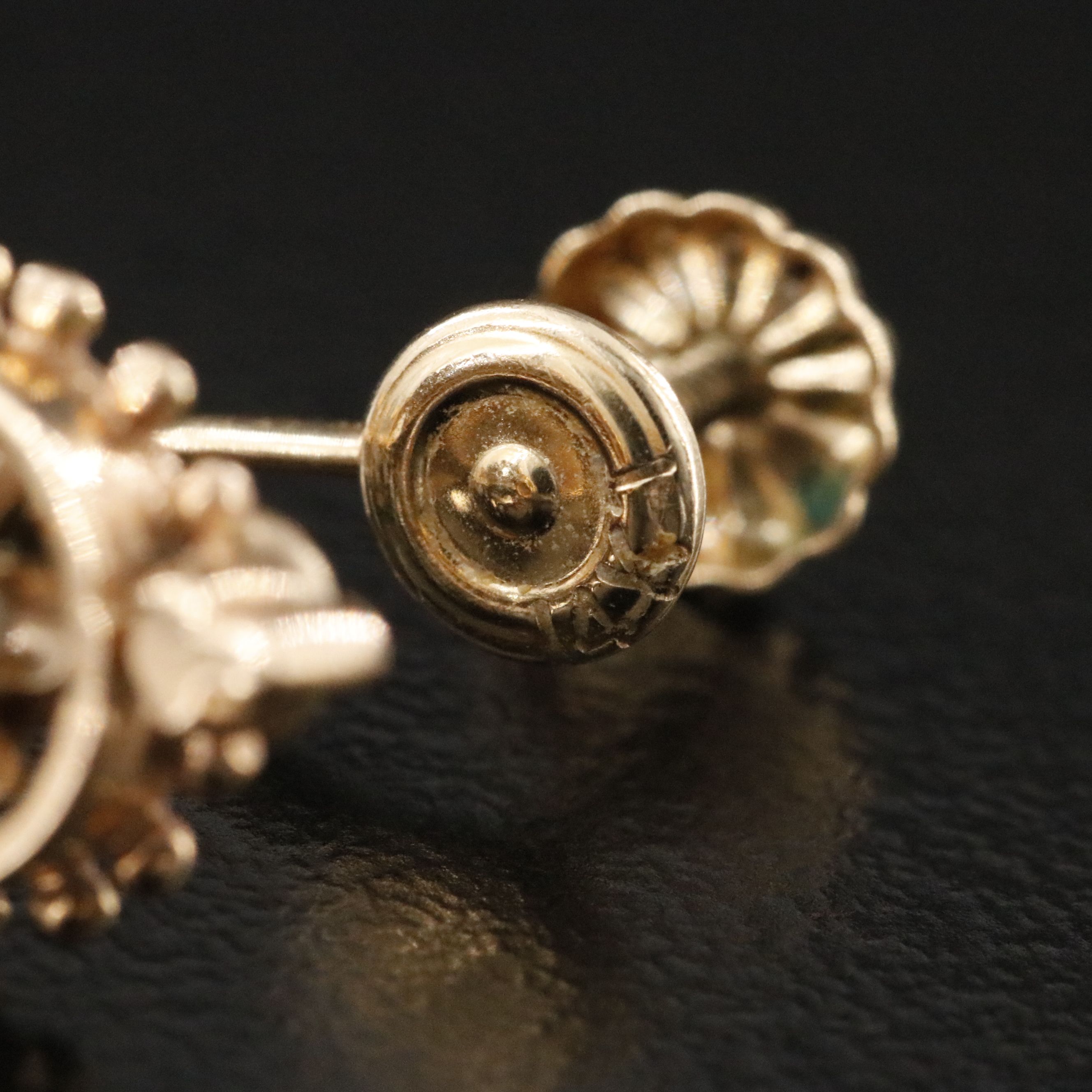 Victorian 14K 0.31 CTW Diamond Buttercup Screw Back Drop Earrings