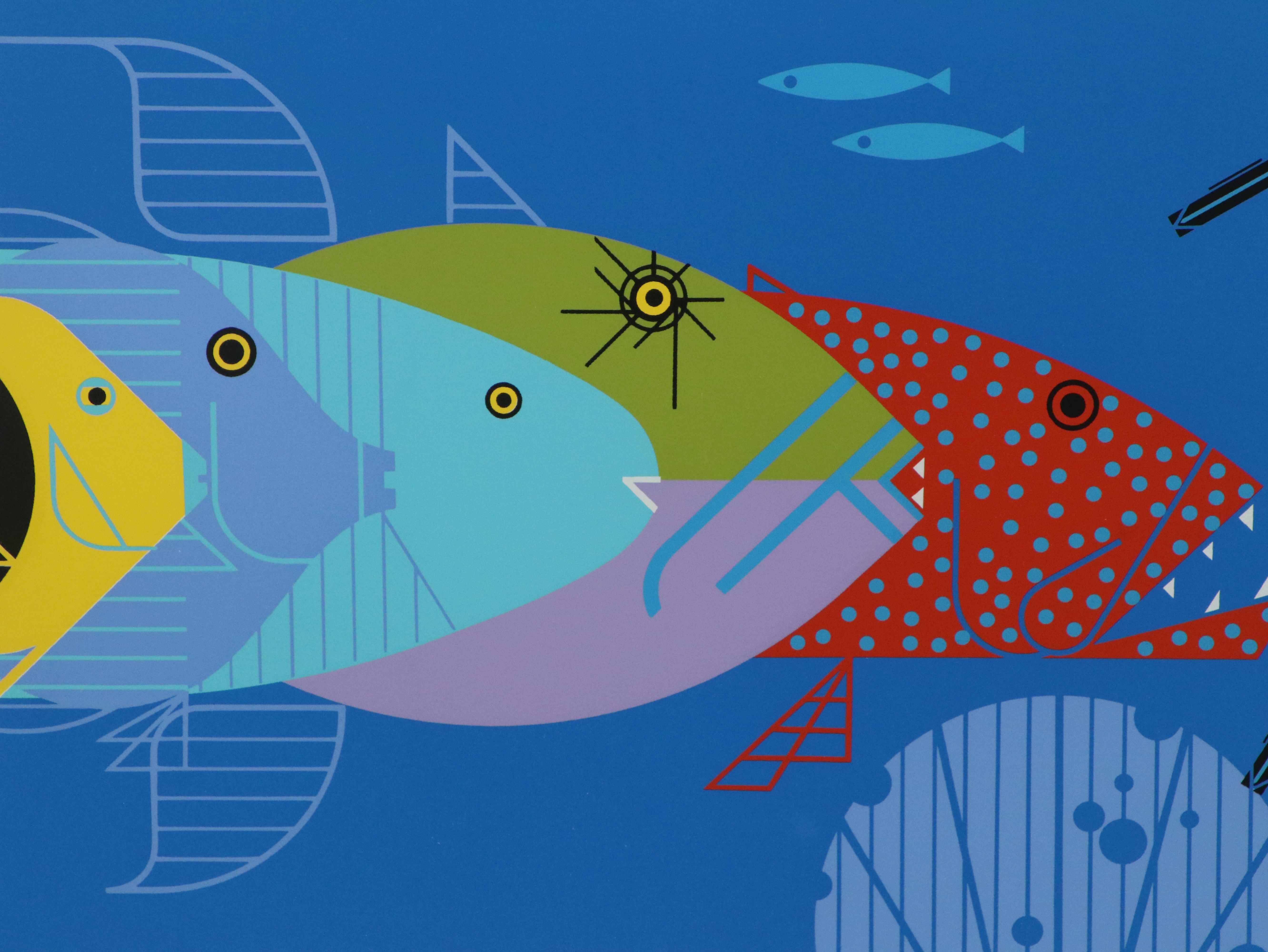 Charley Harper Serigraph "Piscine Queues"