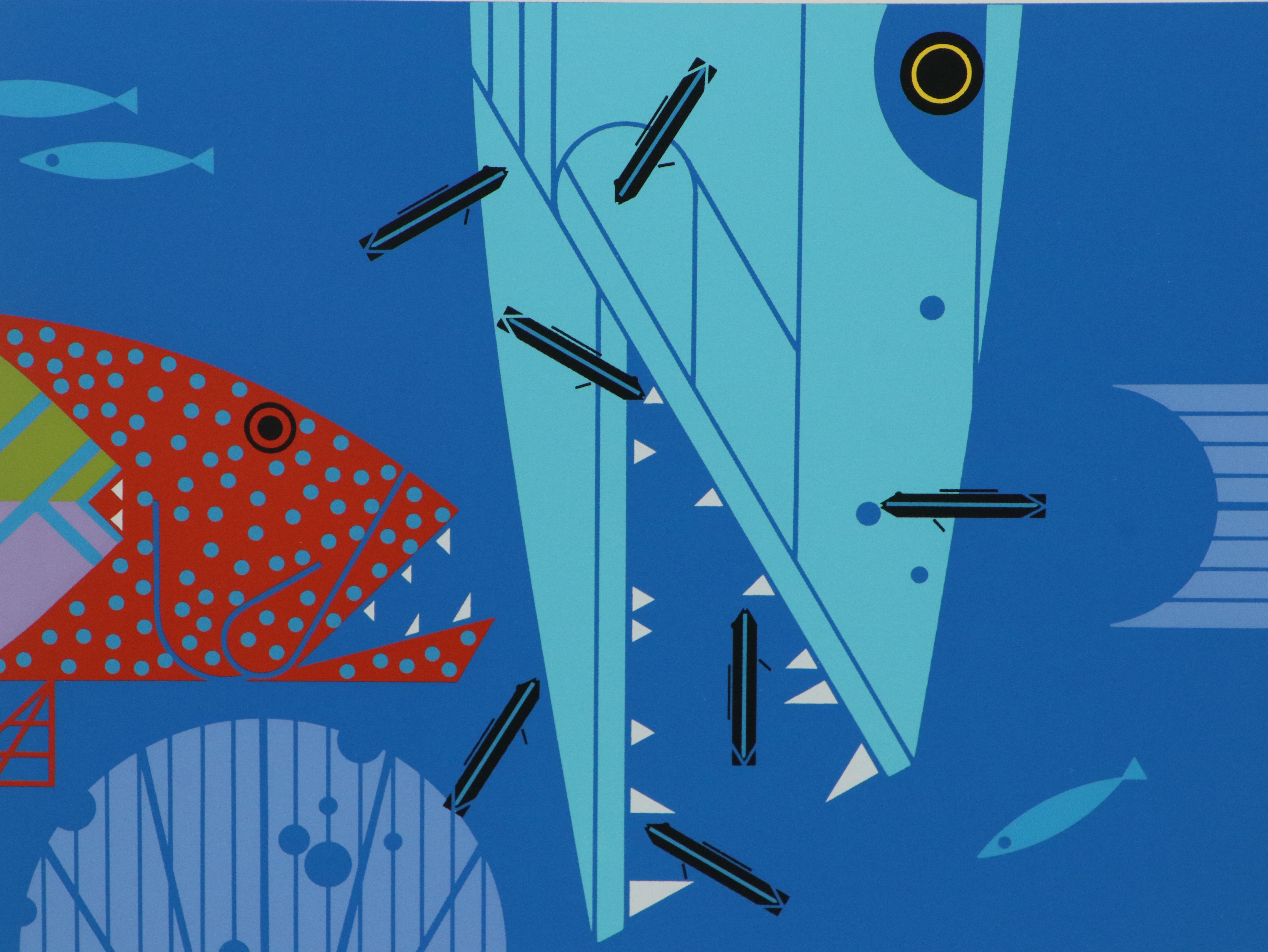 Charley Harper Serigraph "Piscine Queues"