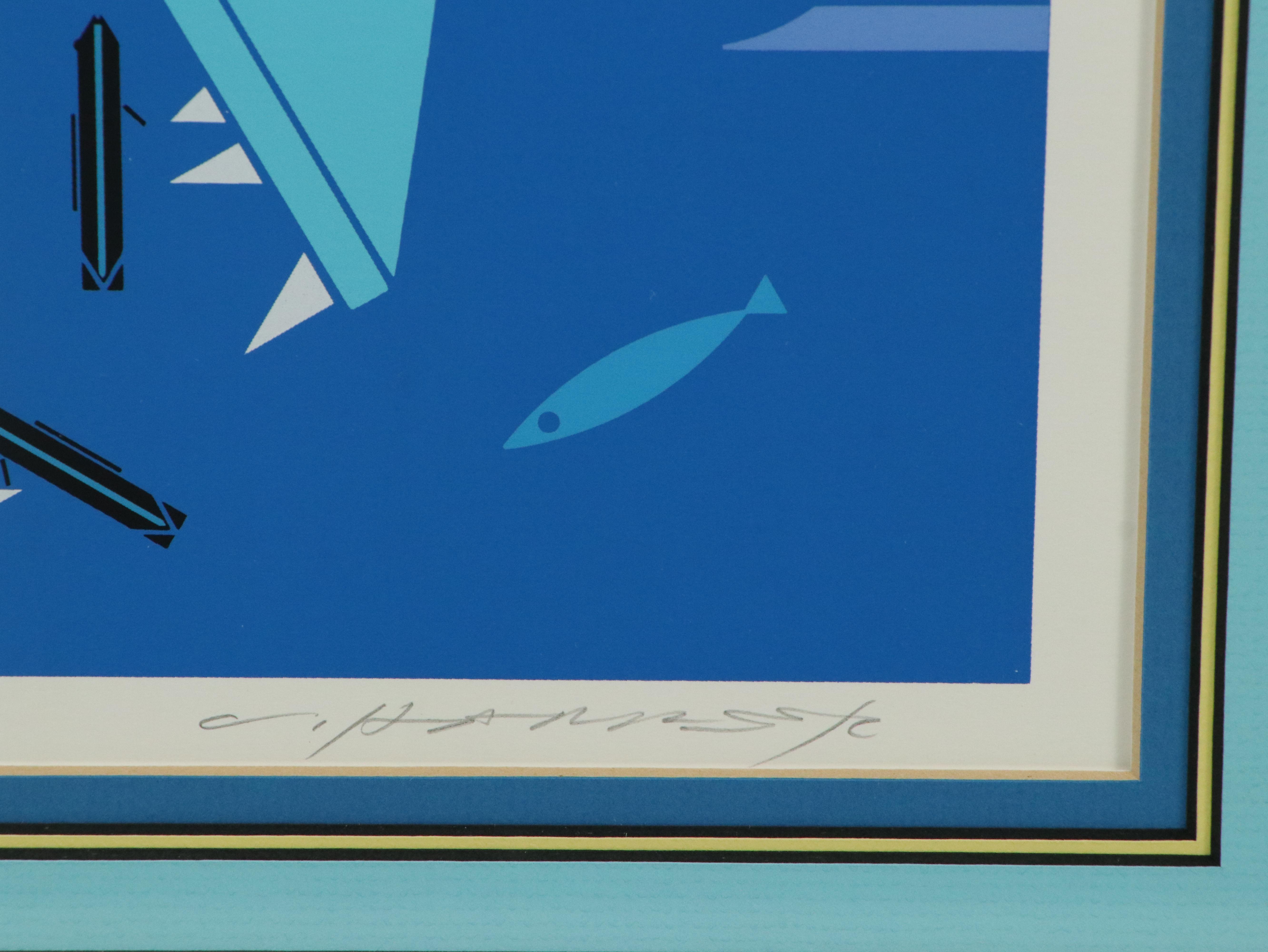 Charley Harper Serigraph "Piscine Queues"