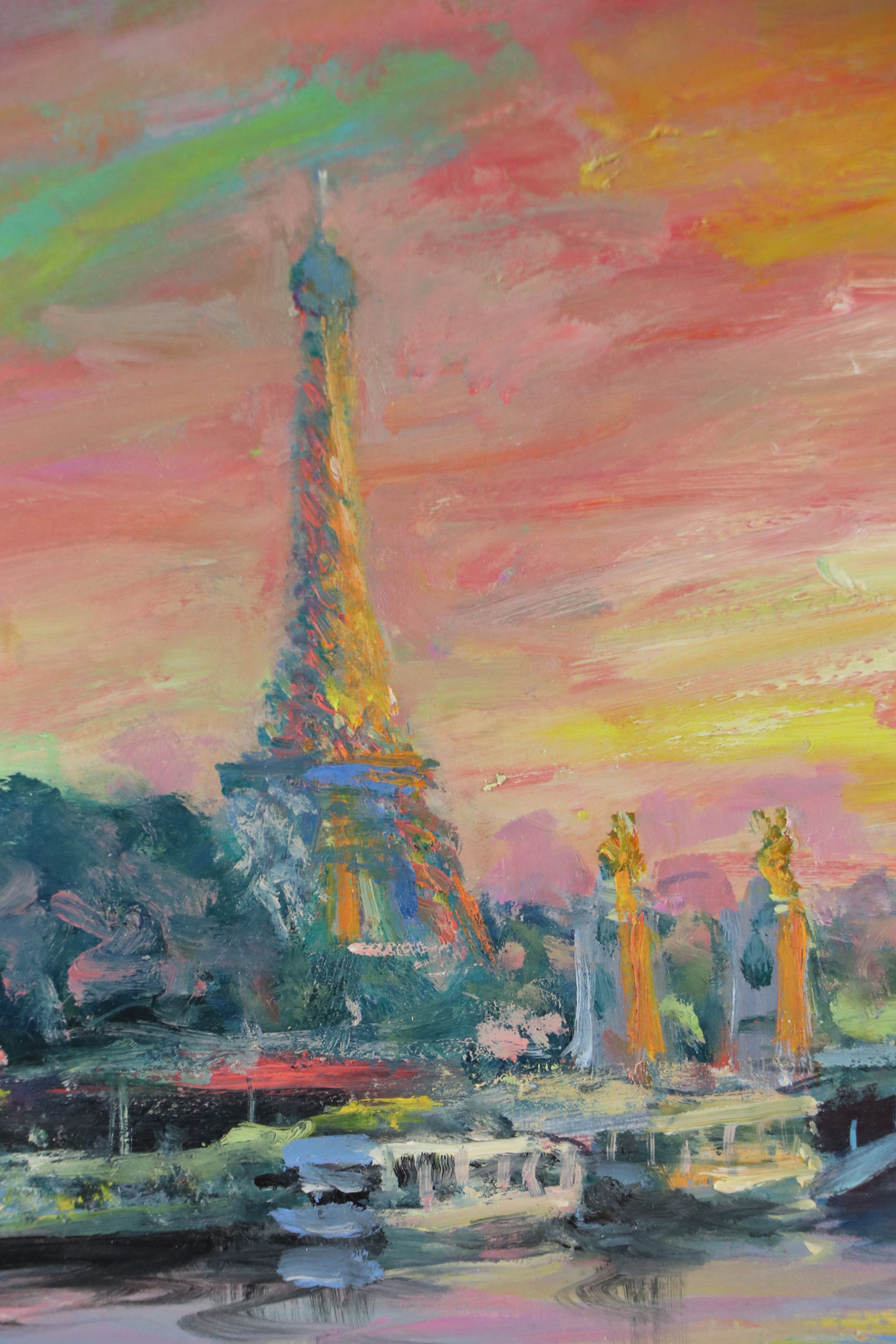 Nino Pippa Impressionist Oil Painting "Paris Sunset," 2019