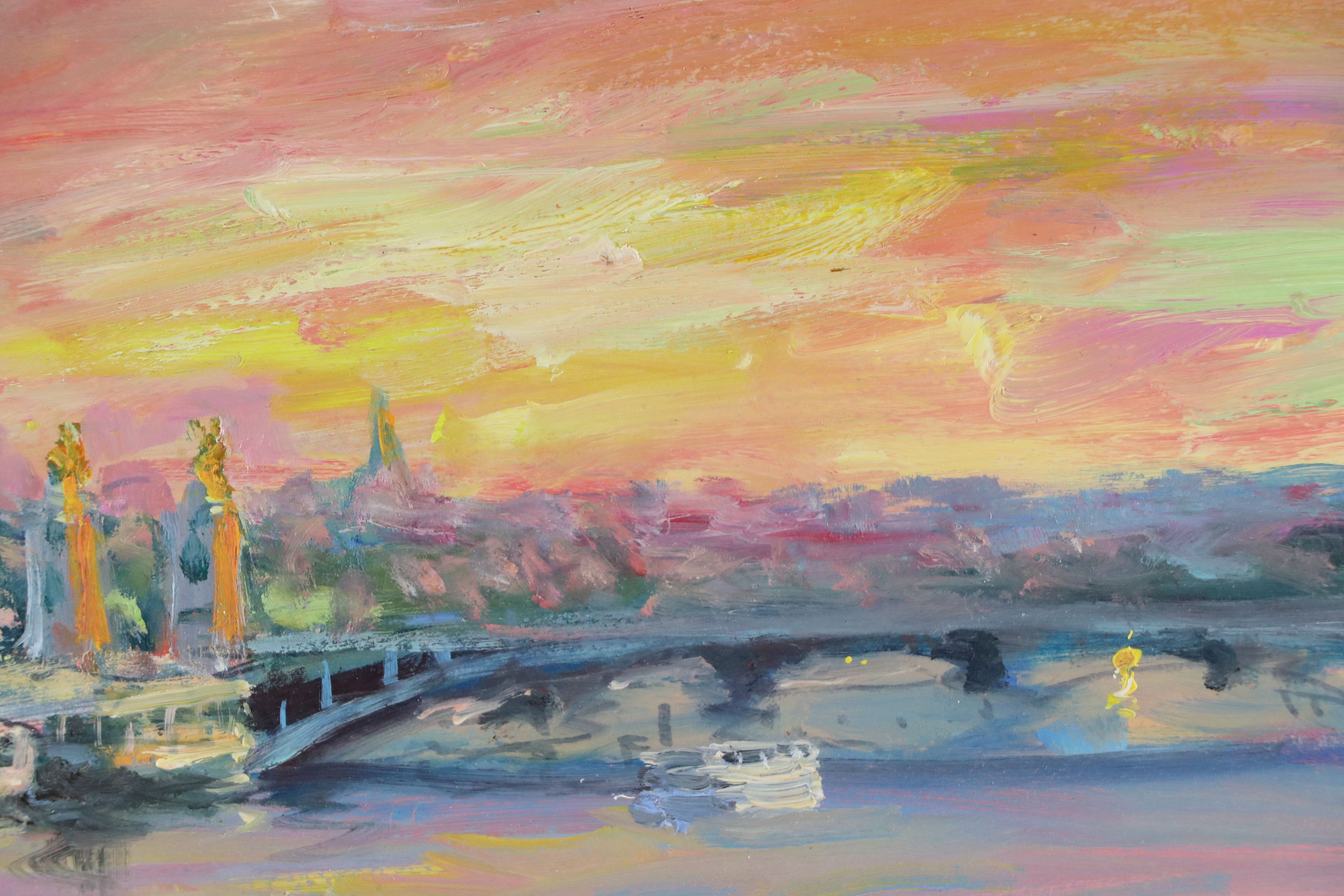 Nino Pippa Impressionist Oil Painting "Paris Sunset," 2019