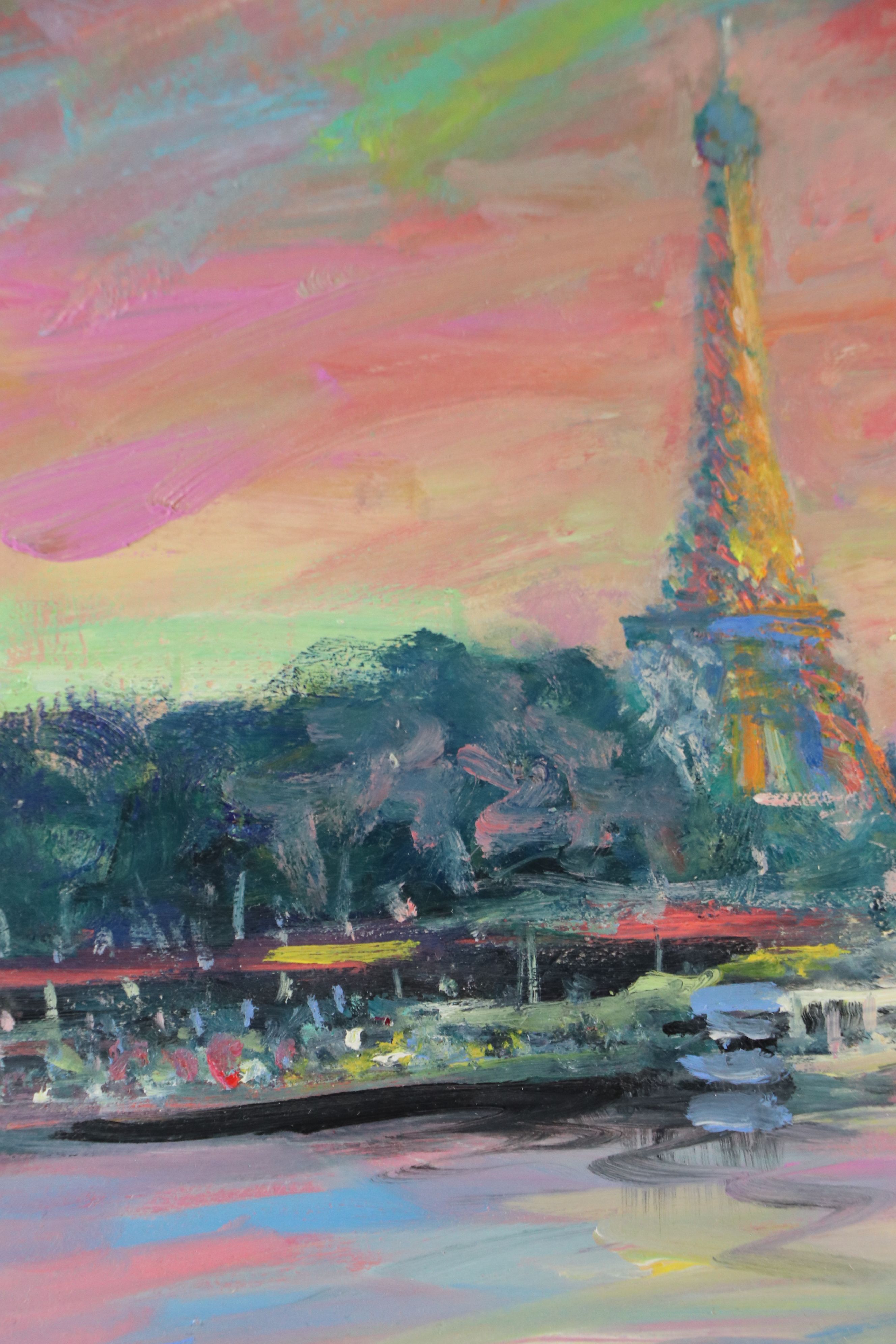 Nino Pippa Impressionist Oil Painting "Paris Sunset," 2019