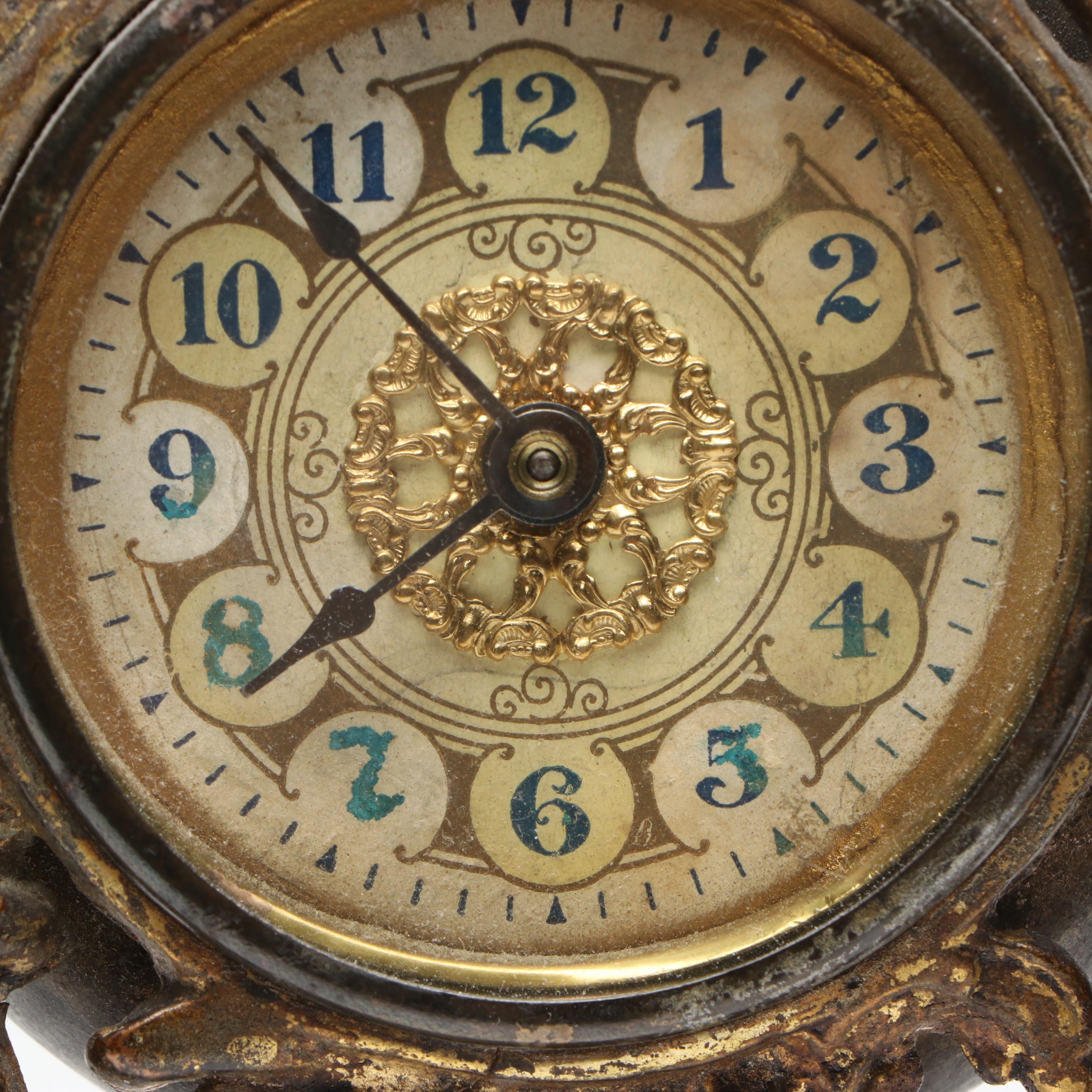 French Rococo Style Brass Openwork Mantel Clock, 1906