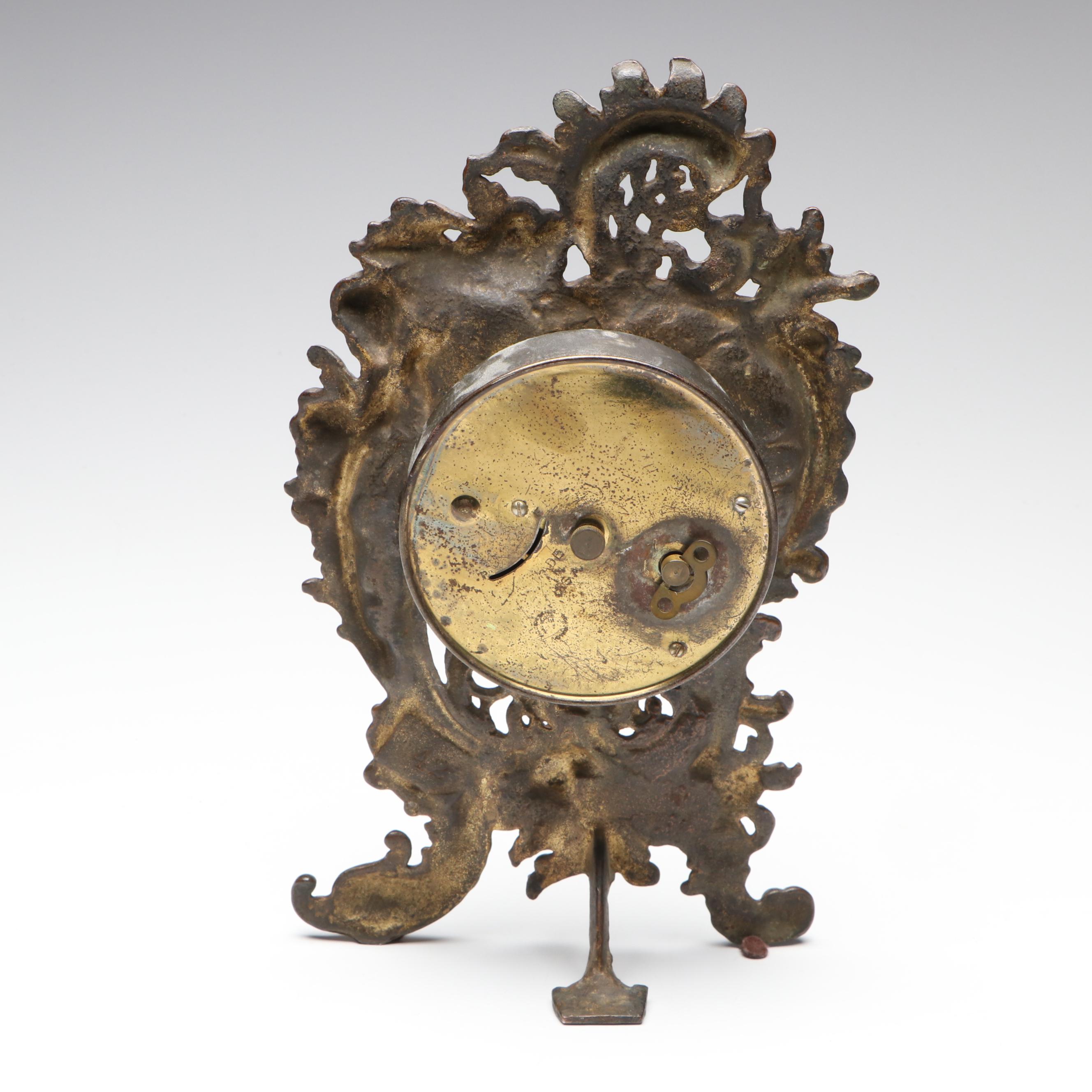 French Rococo Style Brass Openwork Mantel Clock, 1906