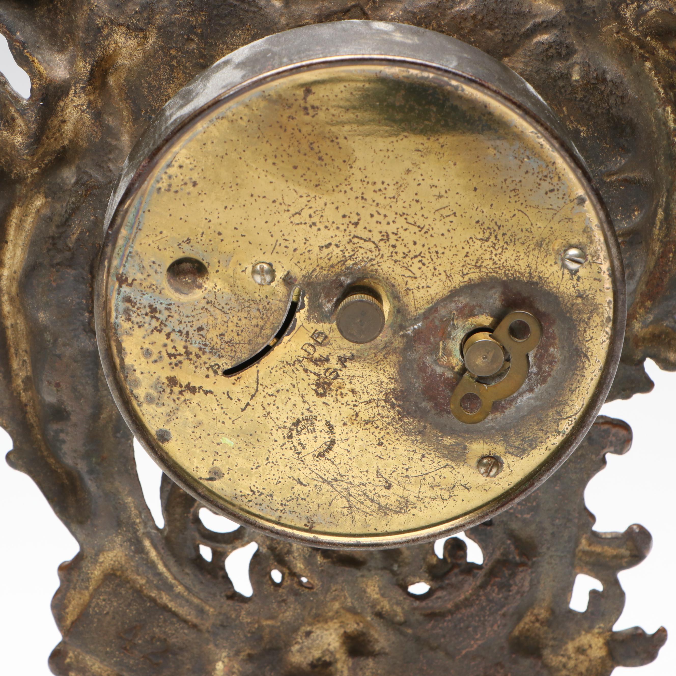 French Rococo Style Brass Openwork Mantel Clock, 1906