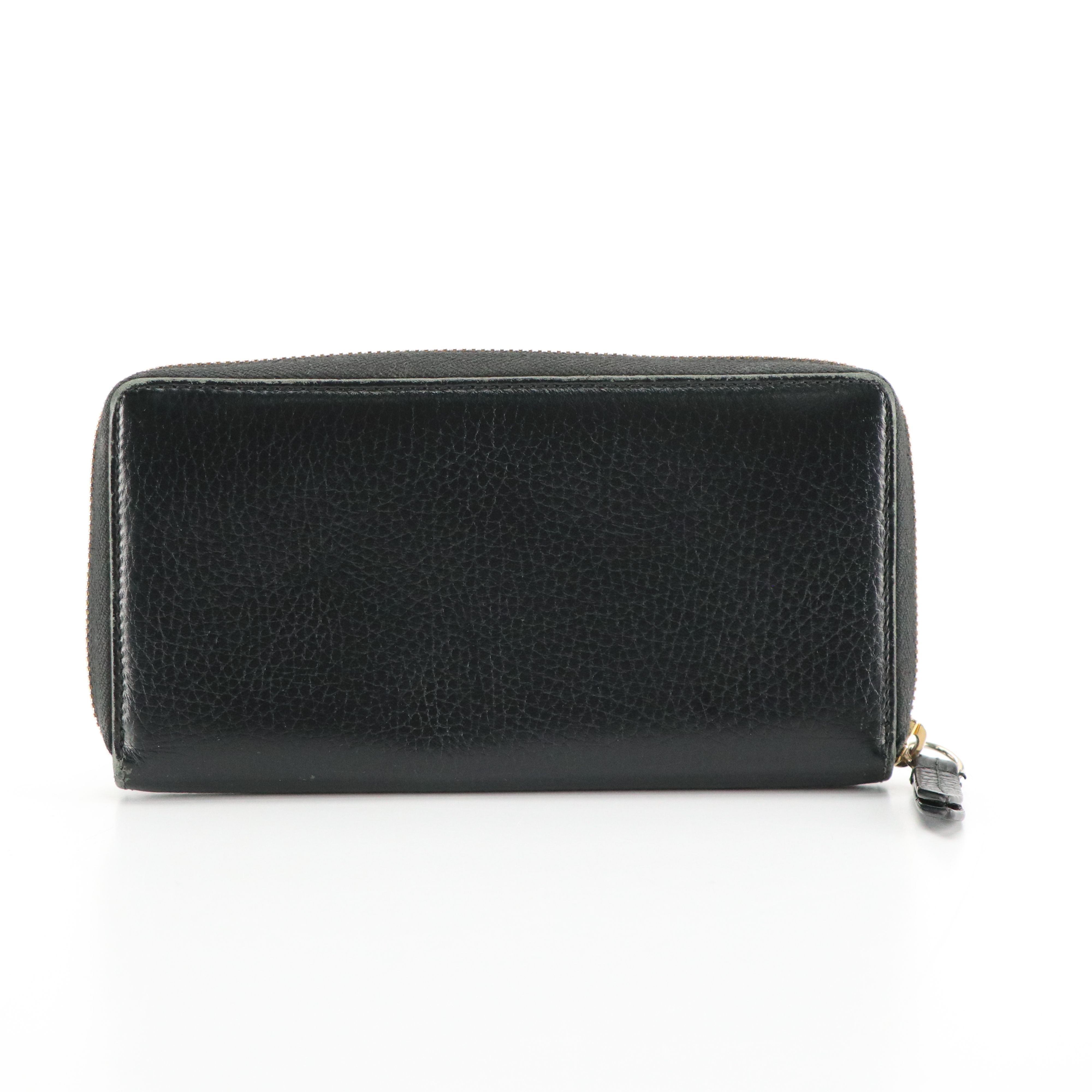 Gucci GG Marmont Zip-Around Wallet in Black Grained Leather